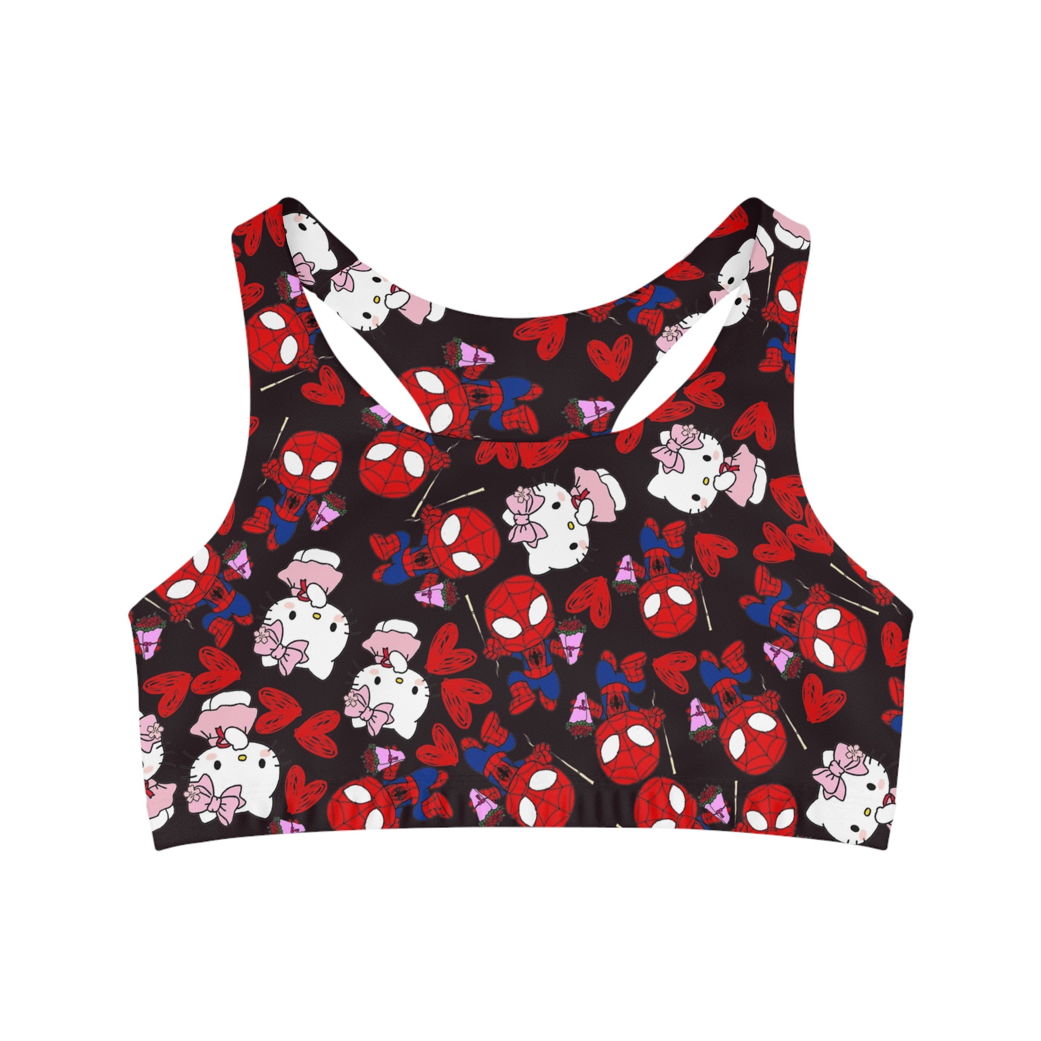 Sports bra spider kitty flower black