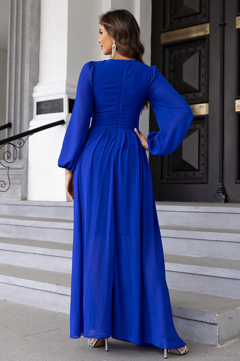 Elegant Long Sleeve Black Tie Wedding Guest Dress, Twist Front with Cutout Detail, Perfect for Summer Attire