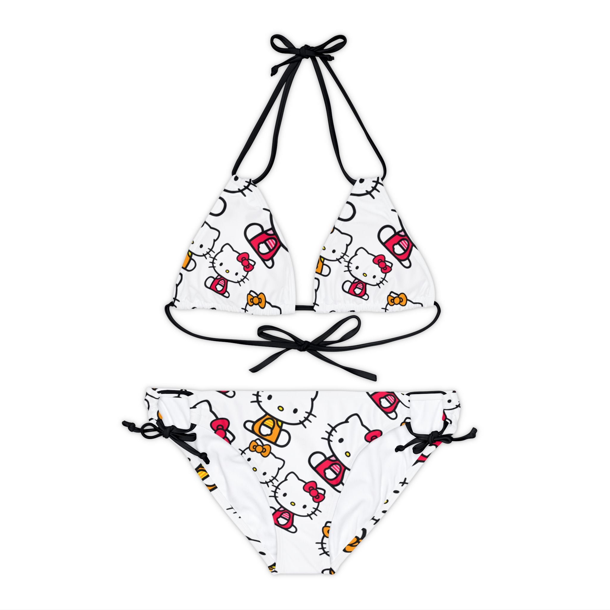 Strappy bikini set kitty two colors white