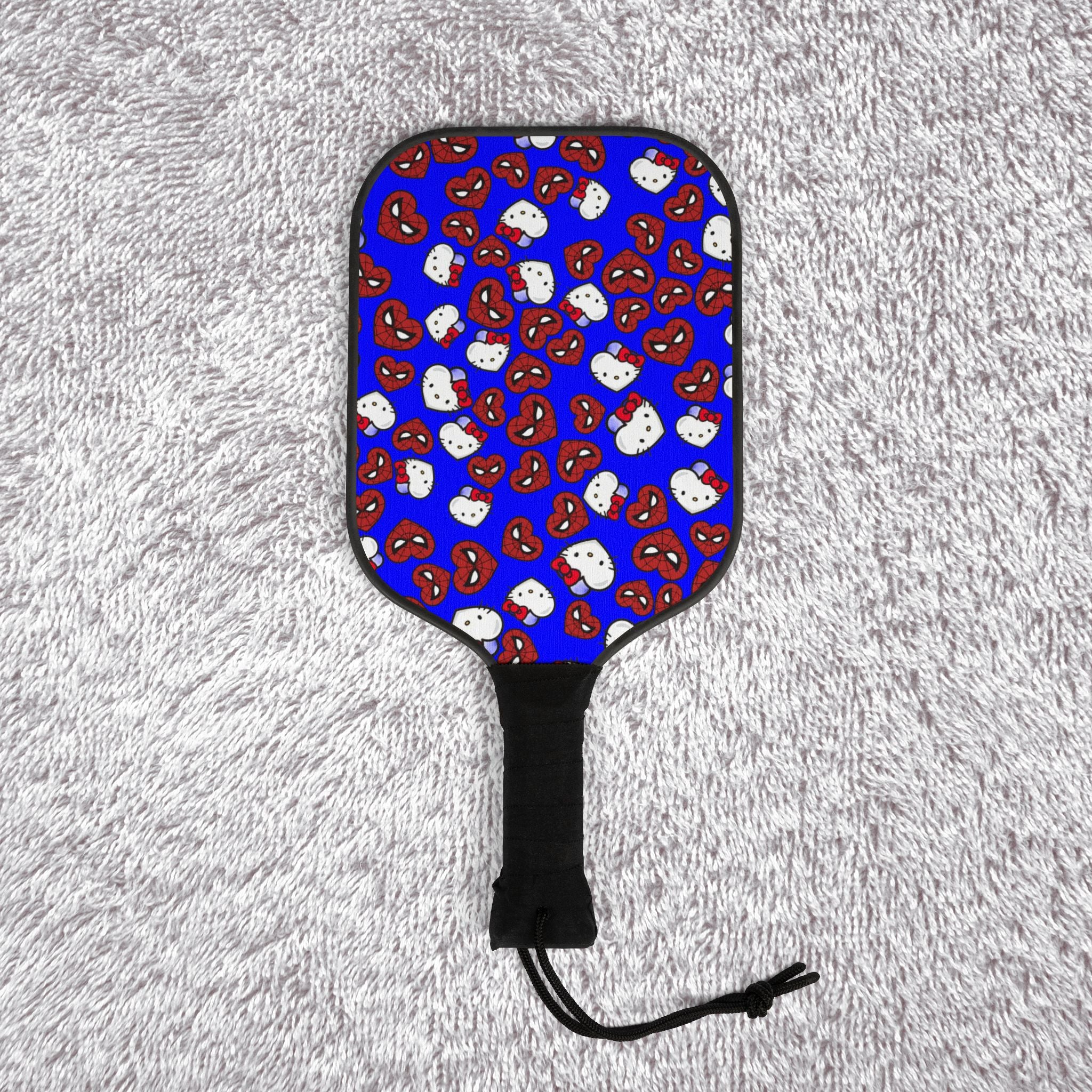 Pickleball kit (2 paddles + 2 balls + transparent bag) spider kitty double hearts blue