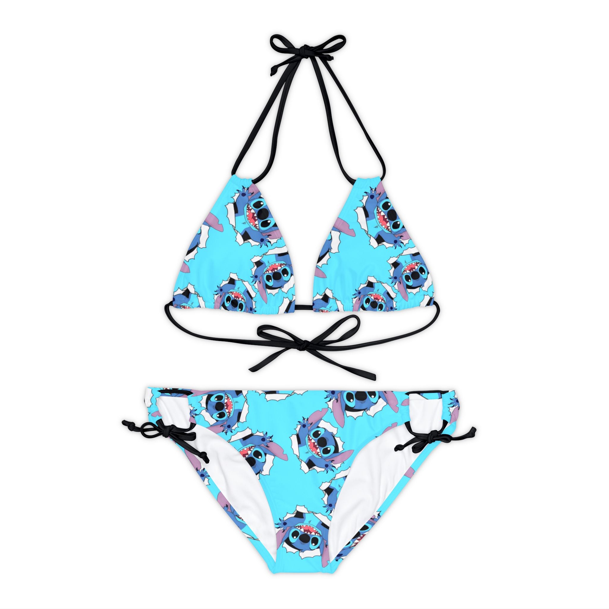 Strappy bikini set stitch cyan