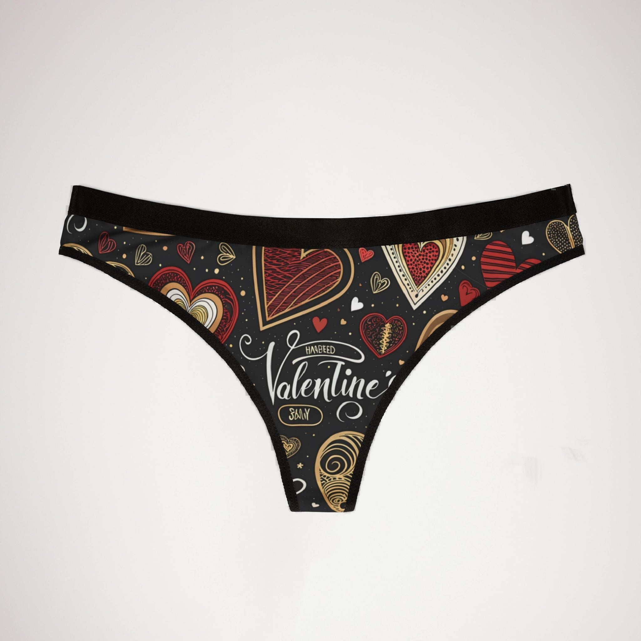 Women's thongs valentine heart retro three