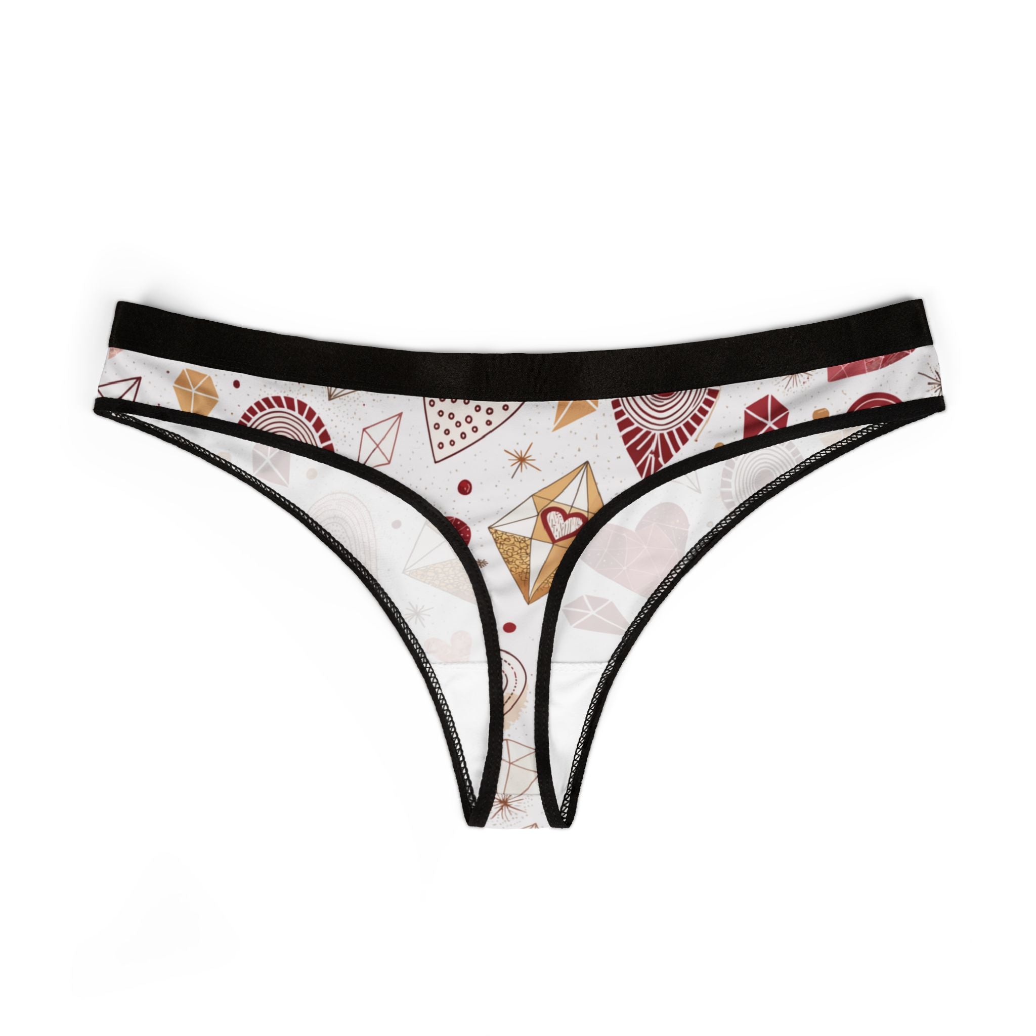 Women's thongs valentine heart retro