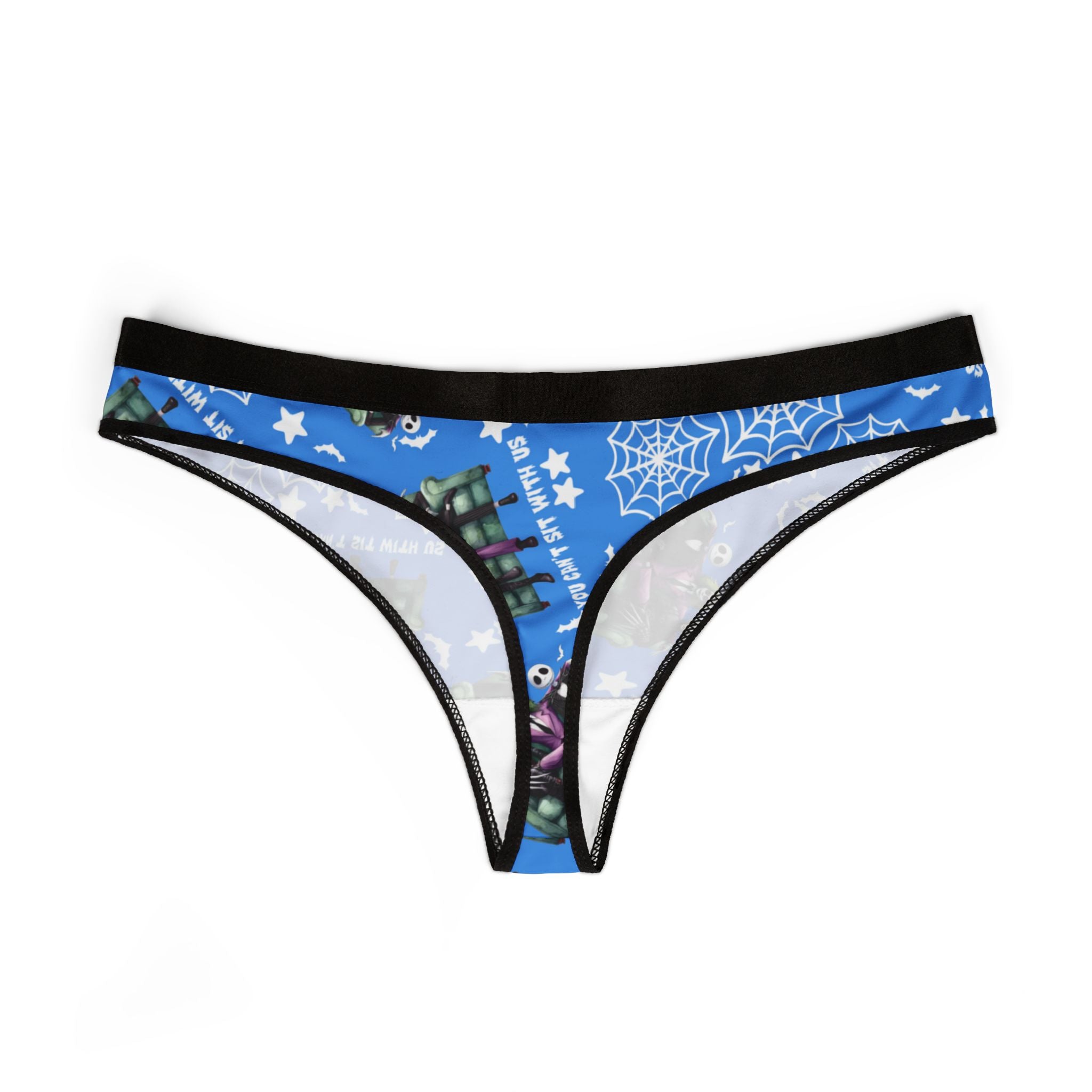 Women's thongs you can't sit with us halloween cyan