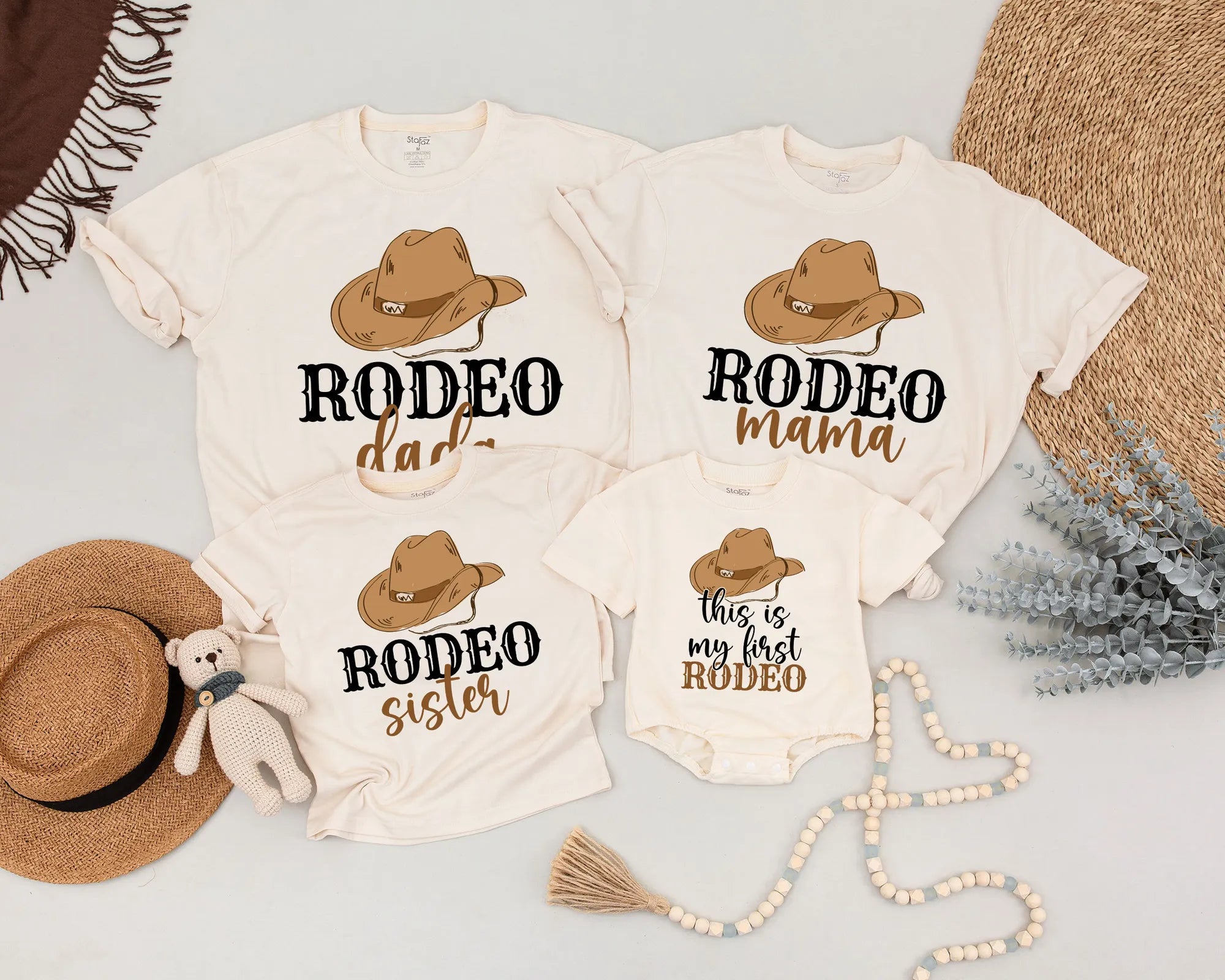 My First Rodeo Birthday Family T-Shirts: Cowboy Birthday Romper Gift!