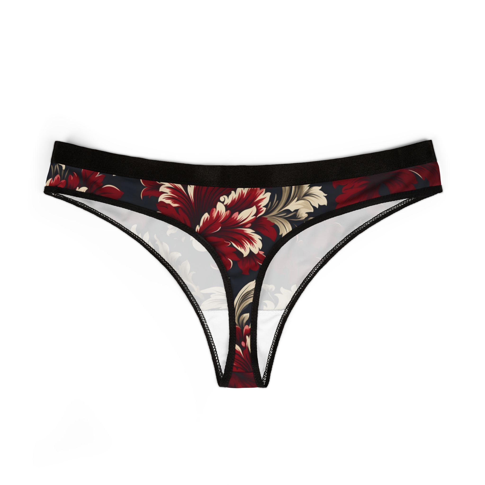 Women's thongs red damask