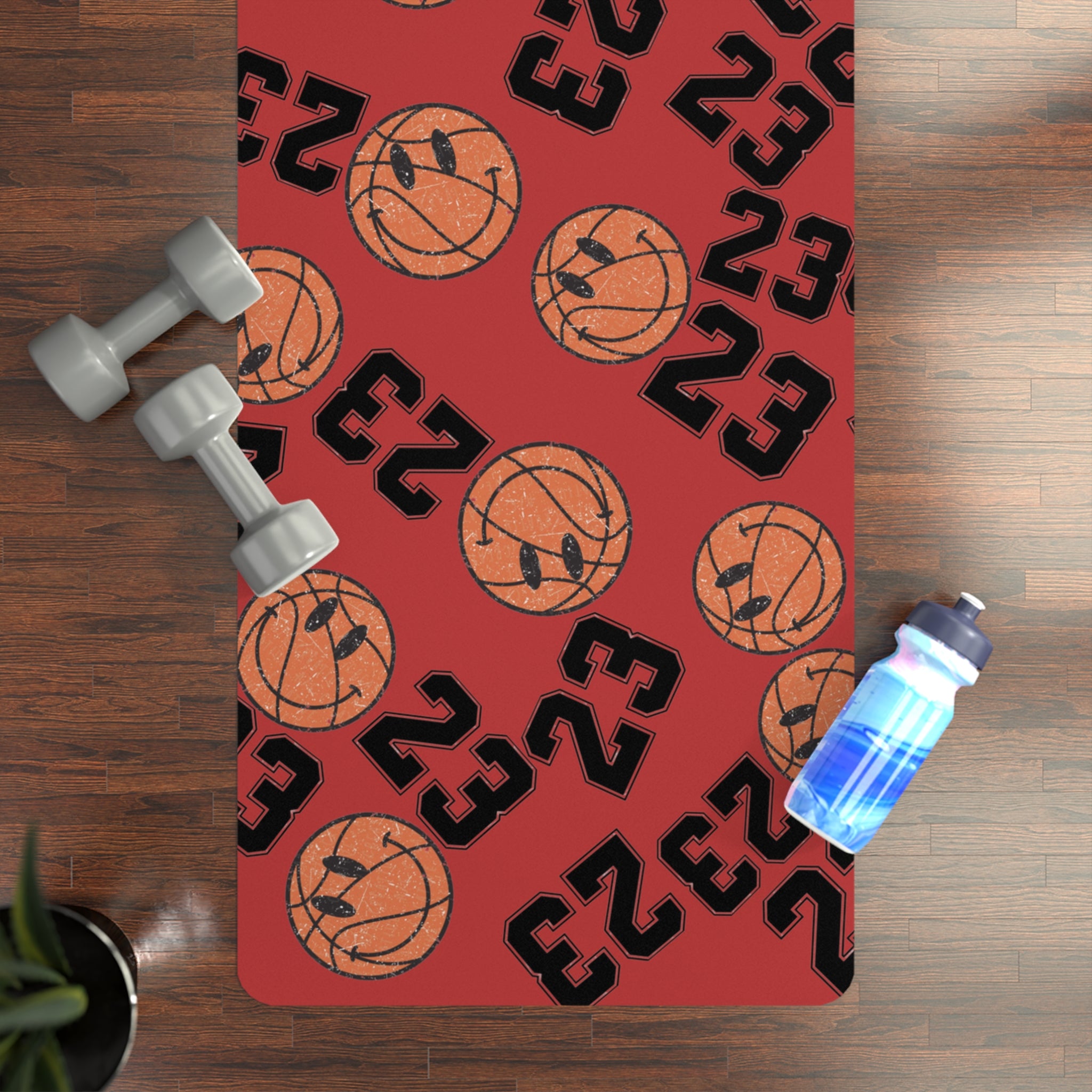 Rubber yoga mat number   basketball orange