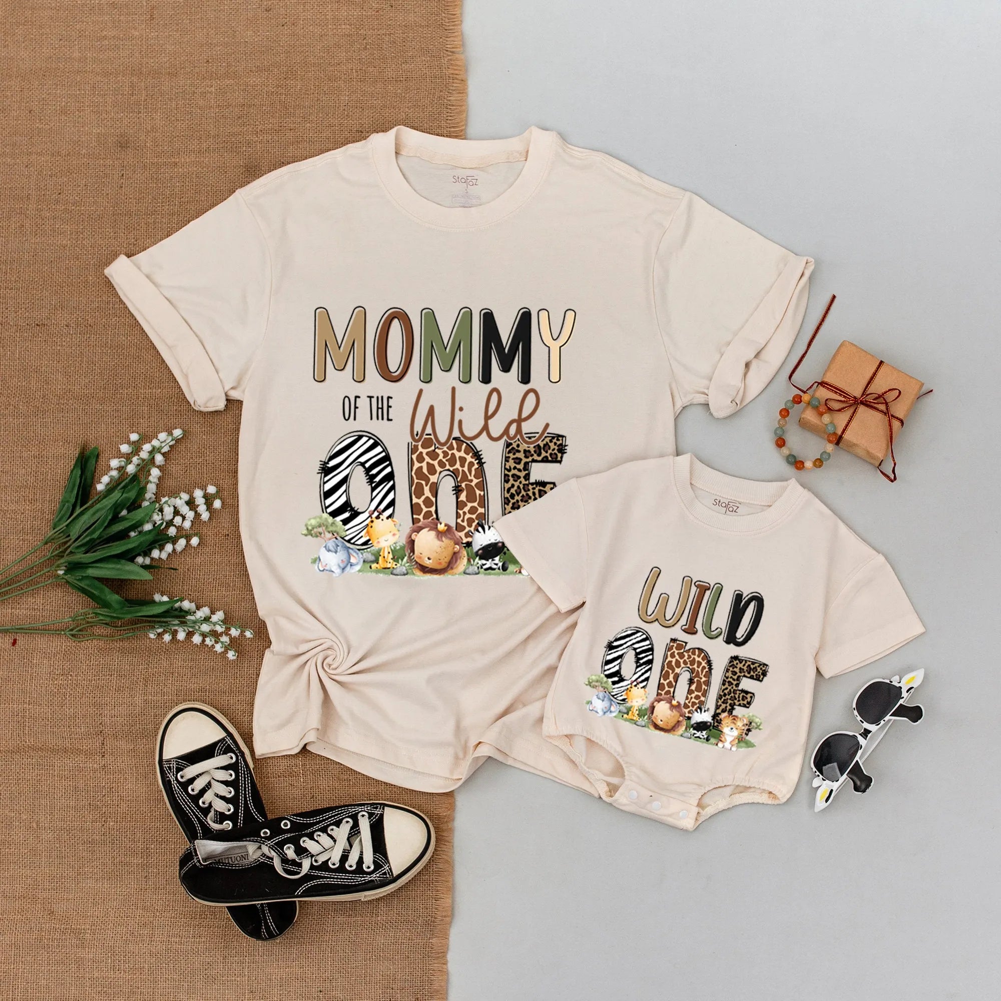 Wild One Family Matching Shirt: 1st Birthday Safari Romper Gift