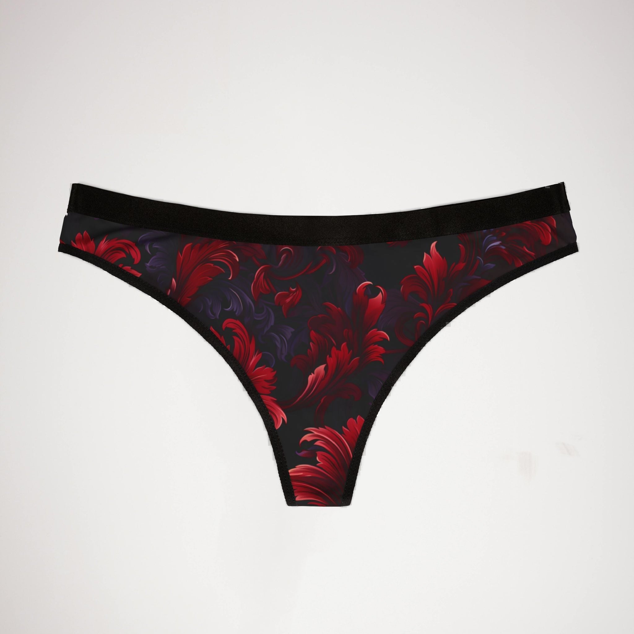 Women's thongs red damask