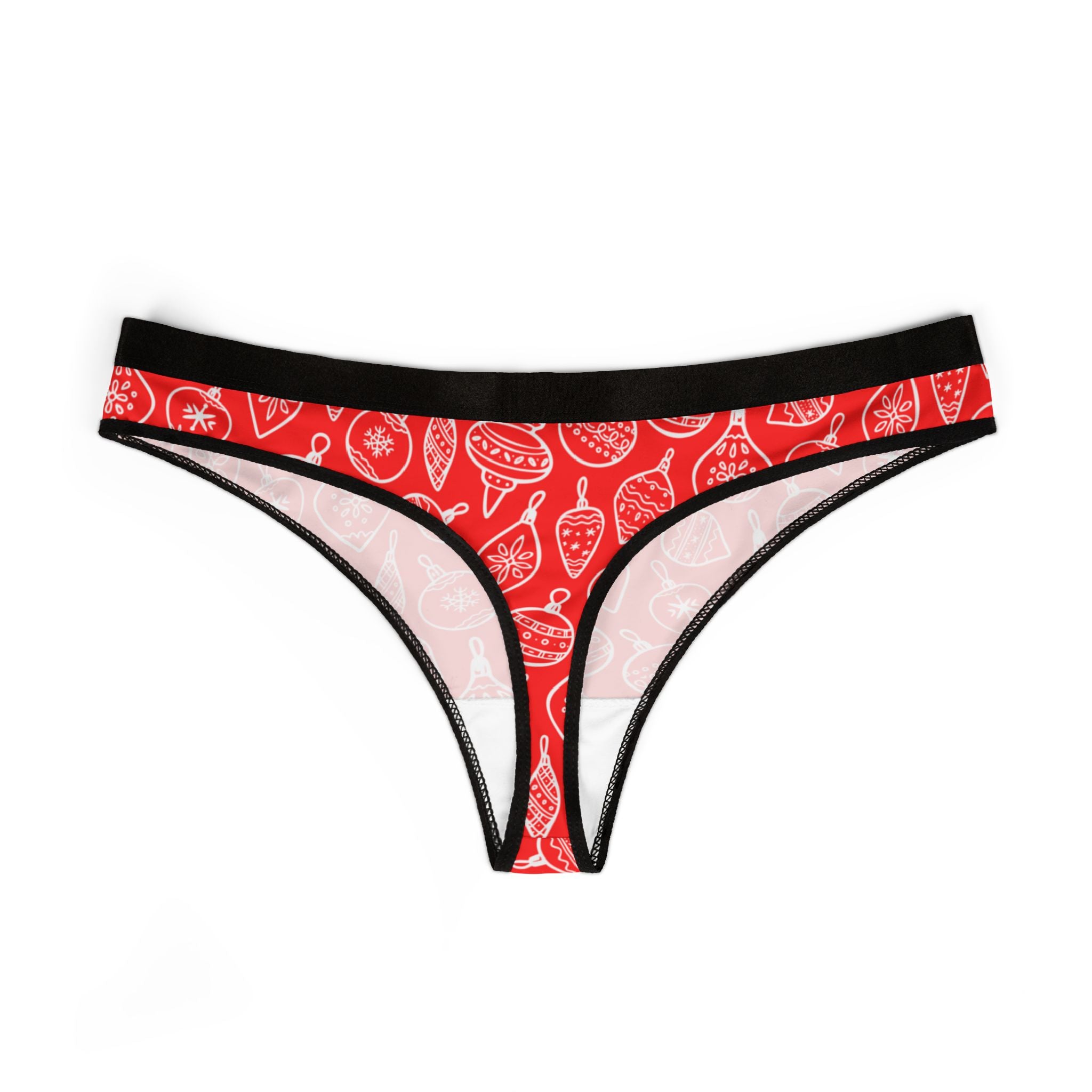 Women's thongs red white christmas