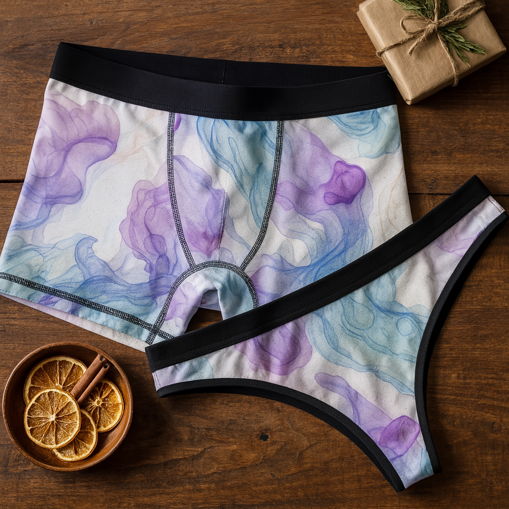 Matching underwear Pastel alcohol Ink for couples boxer & thong set