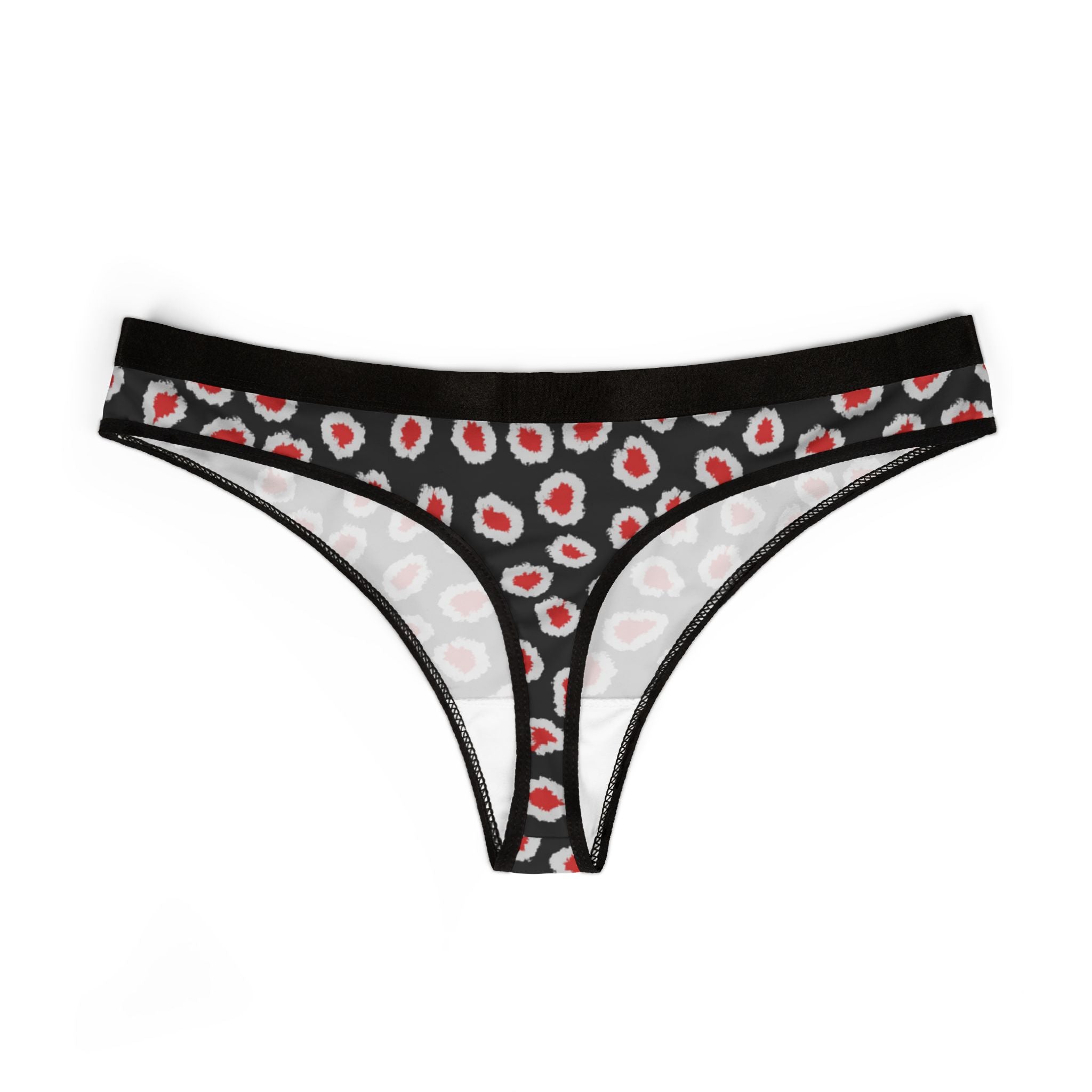 Women's thongs red leopard