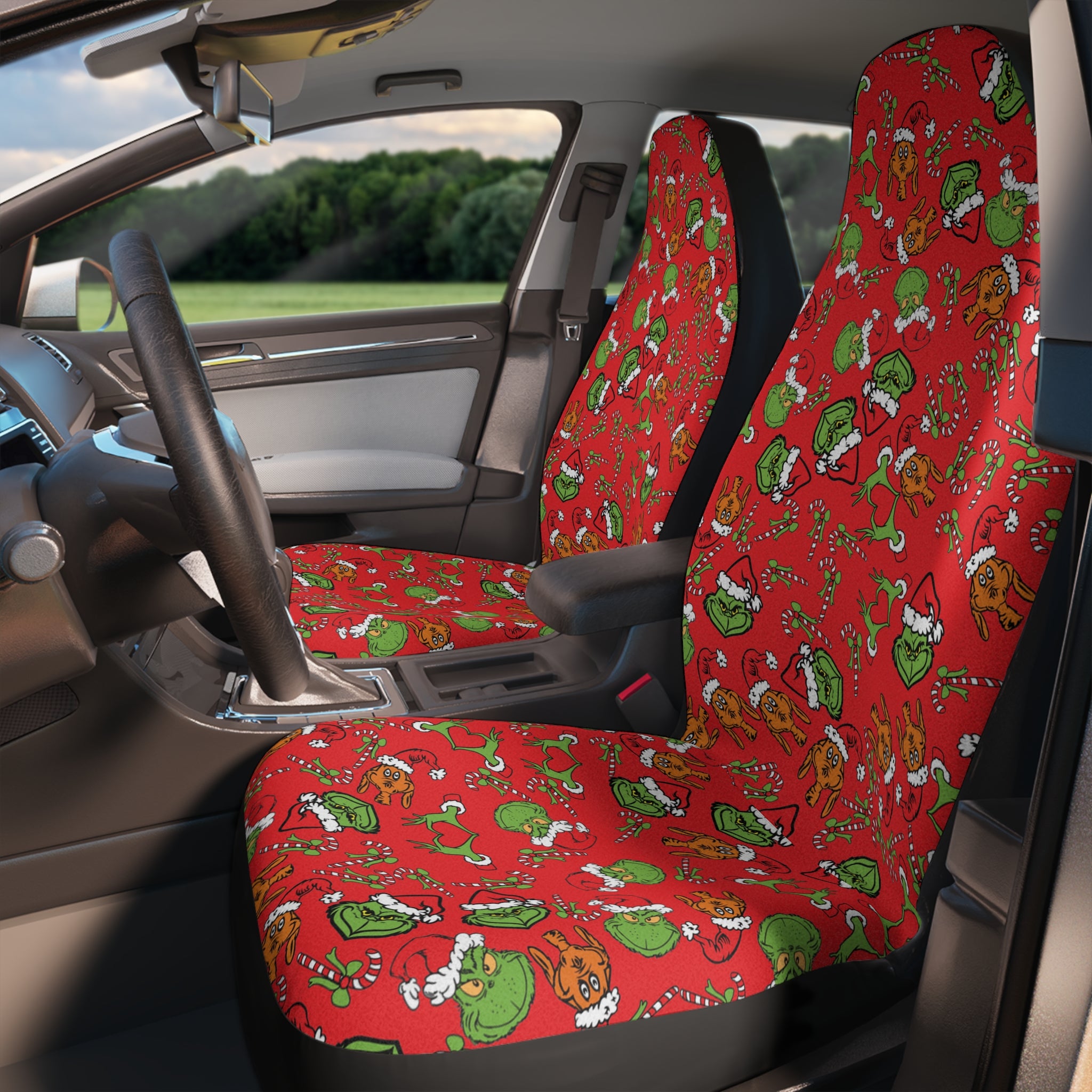 Car seat covers grinch Noel Christmas red