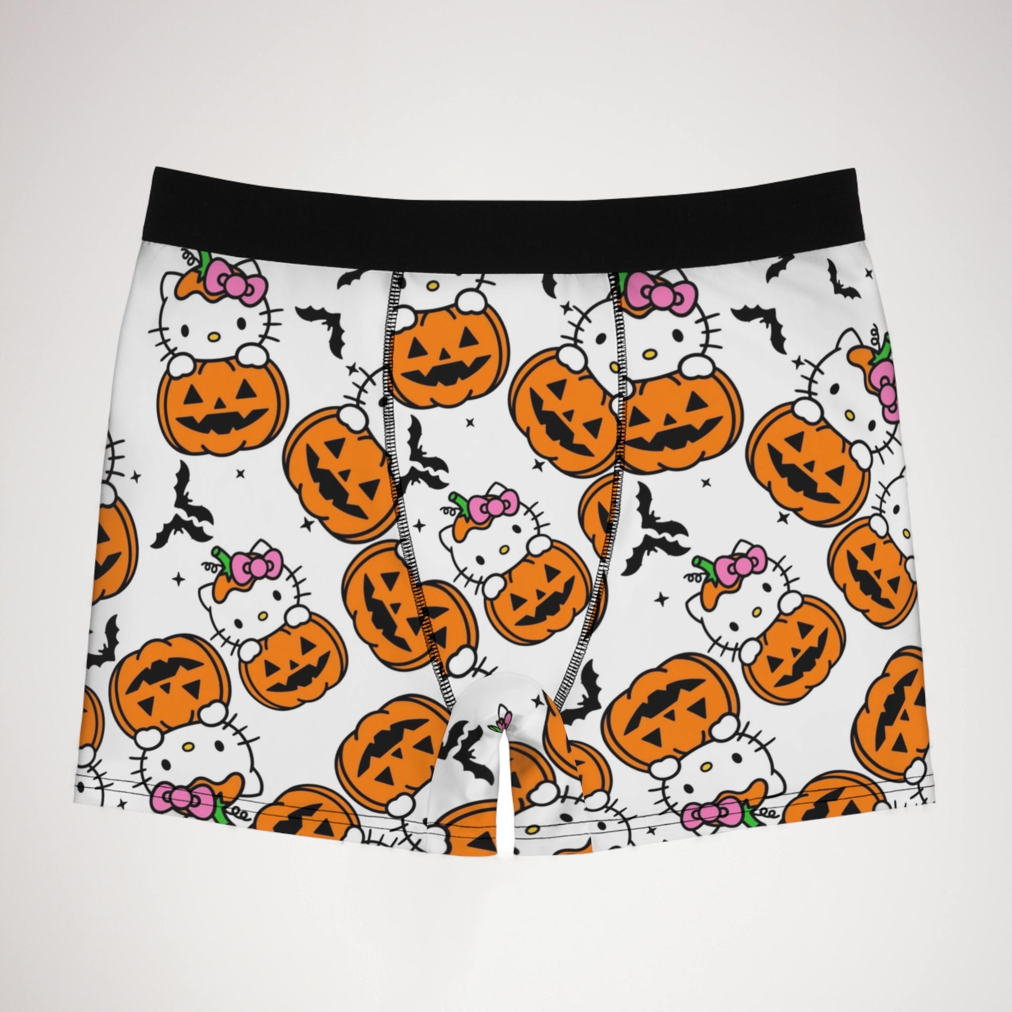 Men's boxer briefs kitty hold pumpkin Halloween white