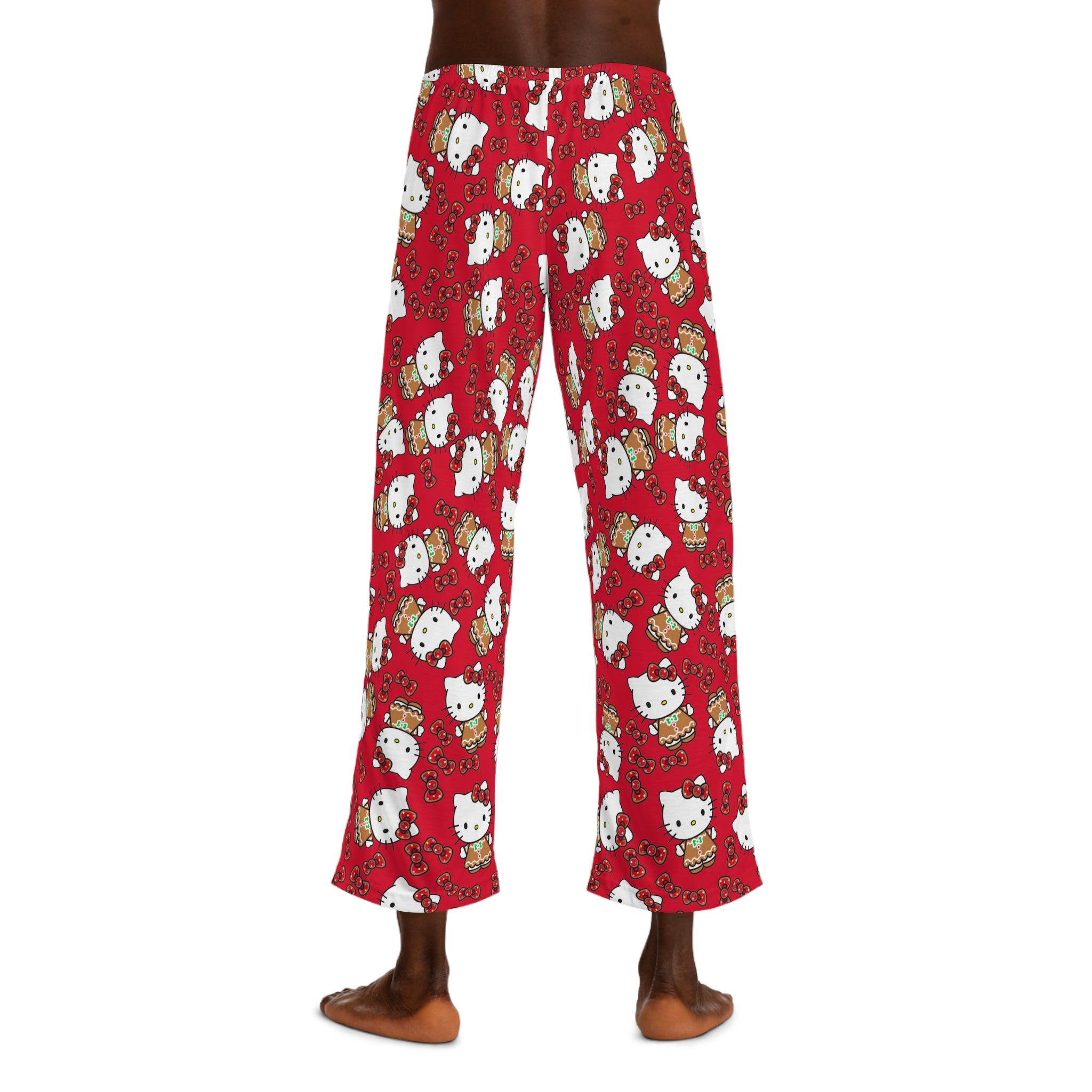 Men's pajama pants kitty cookies noel Christmas red