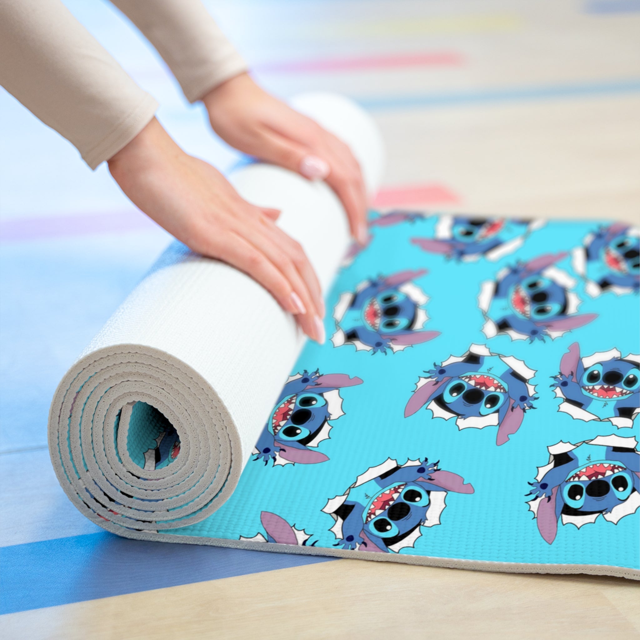 Foam yoga mat stitch cyan