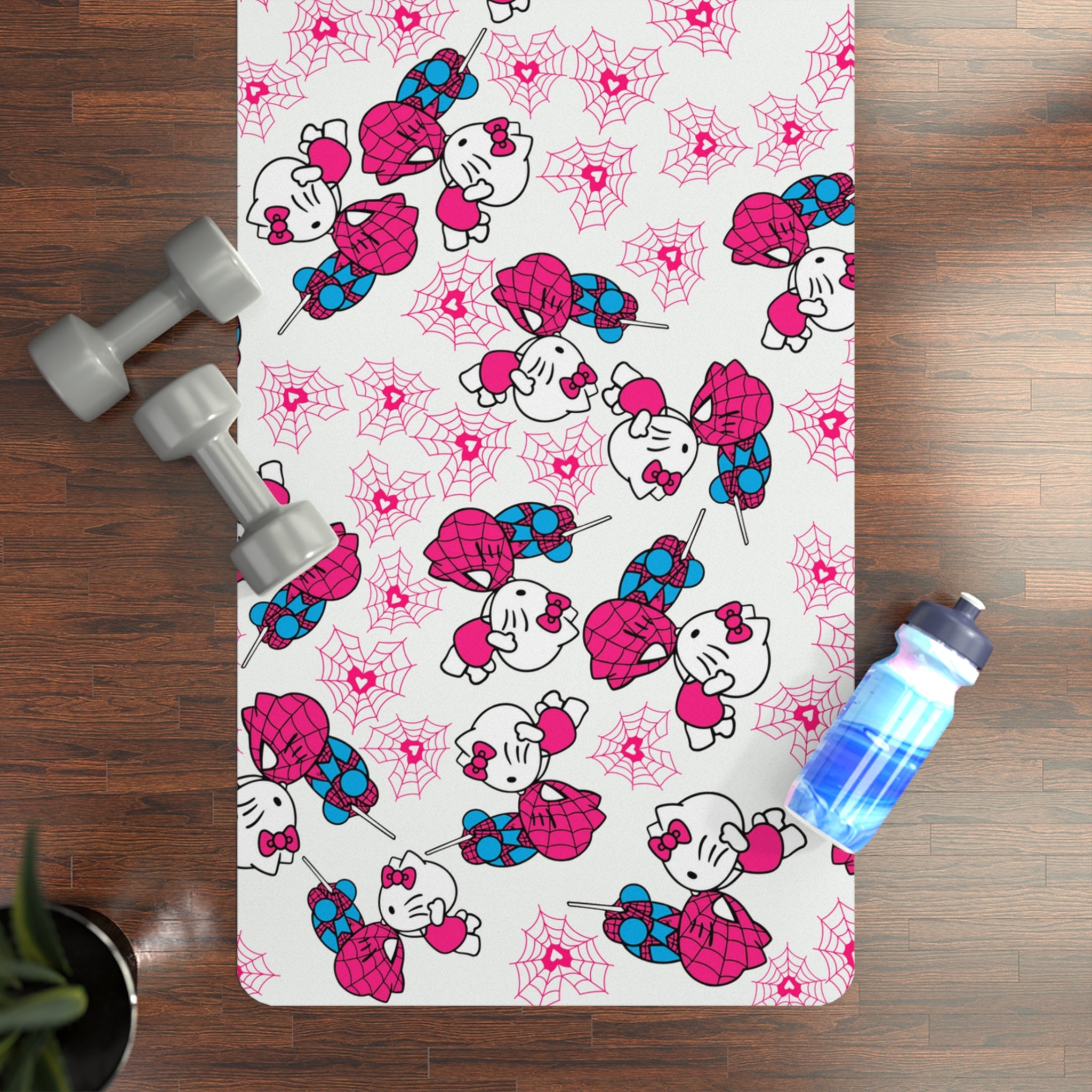 Rubber yoga mat spider kitty white