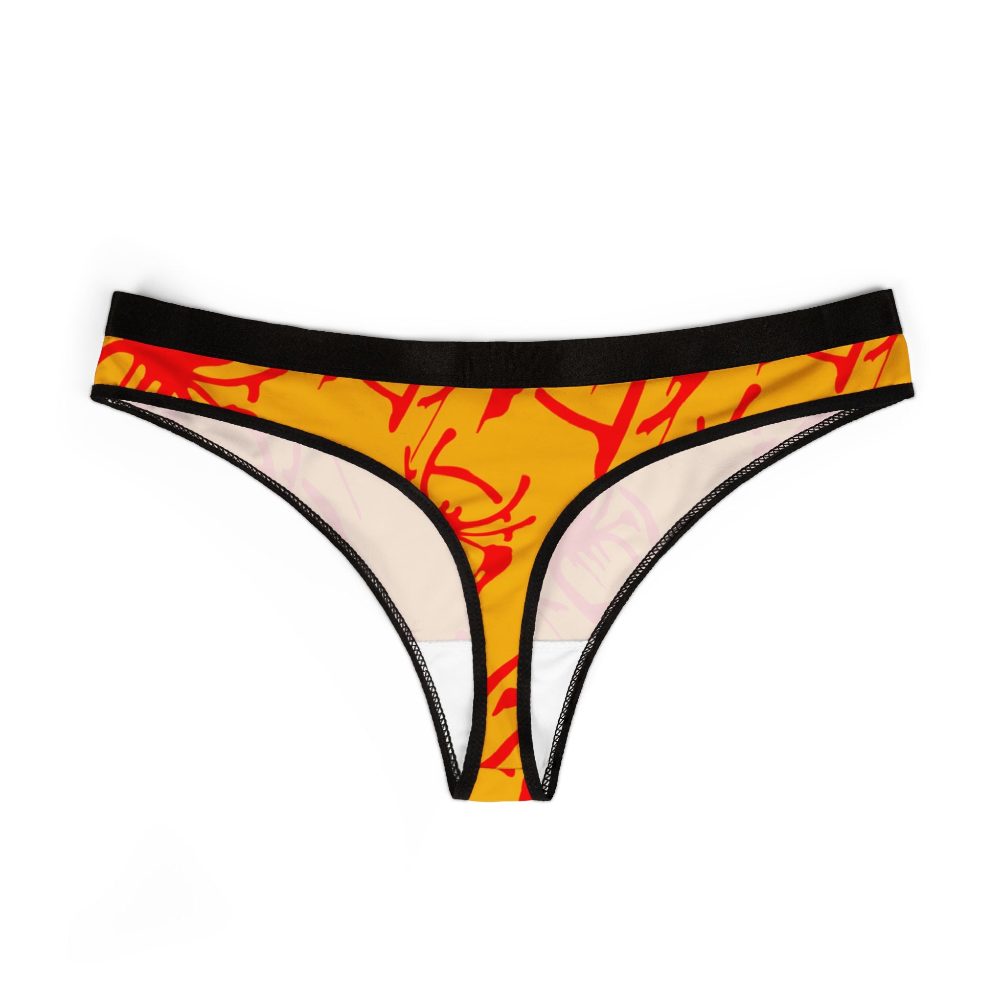 Women's thongs only spider web yellow