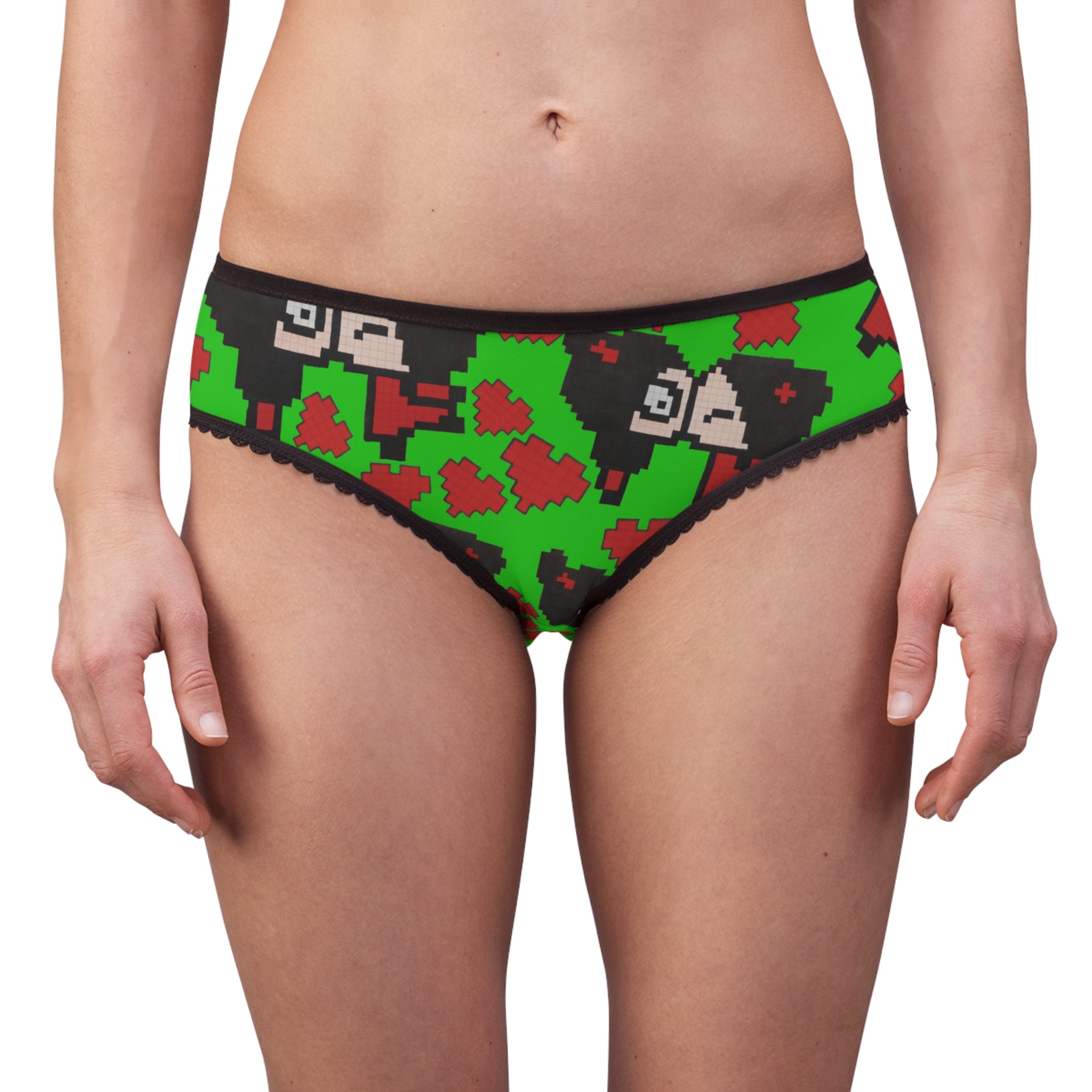 Women's briefs pixel pucca kiss heart green