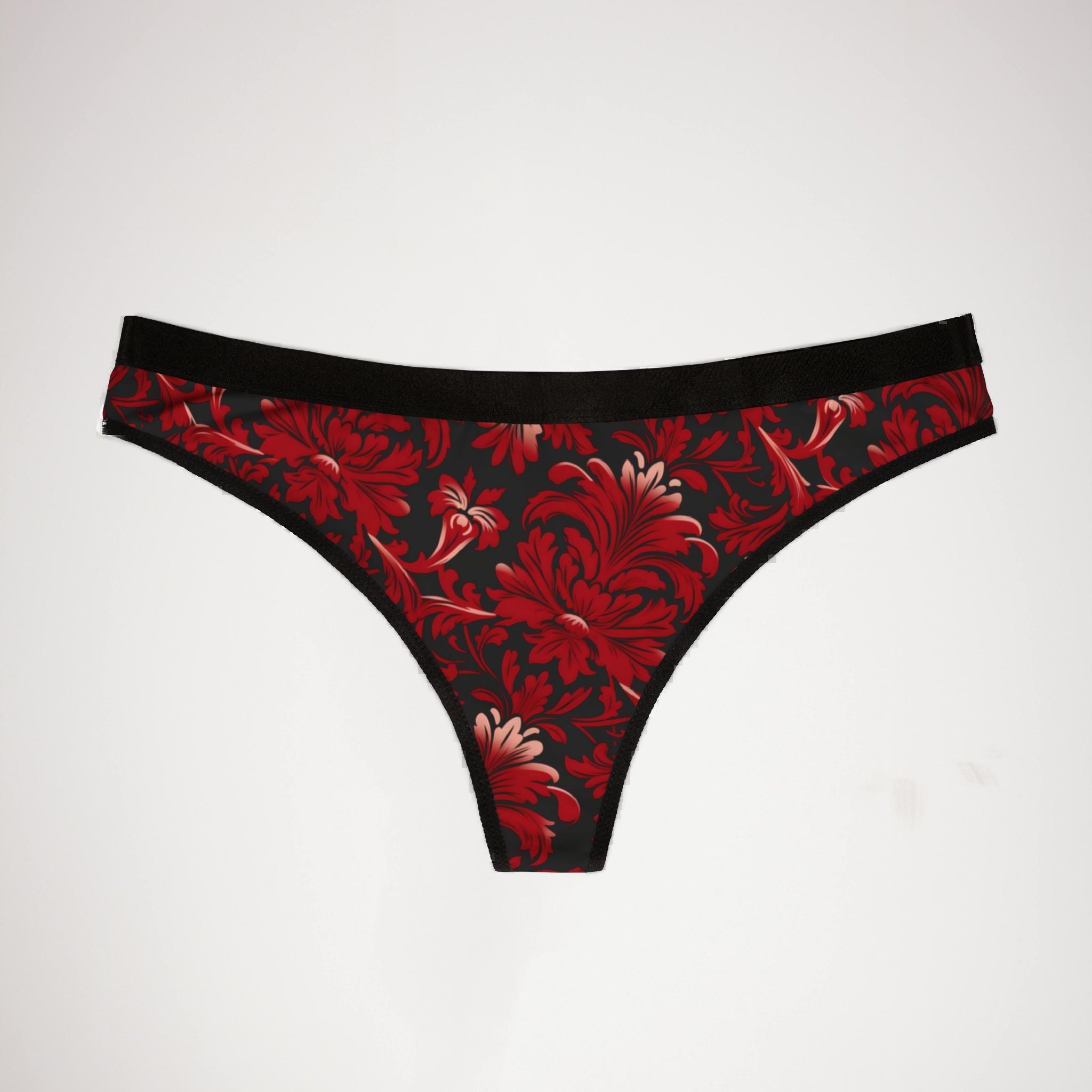 Women's thongs red damask