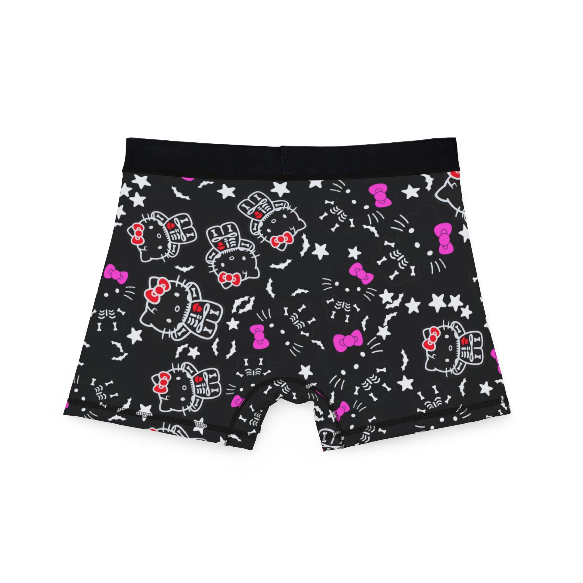 Men's boxers kitty halloween bones black