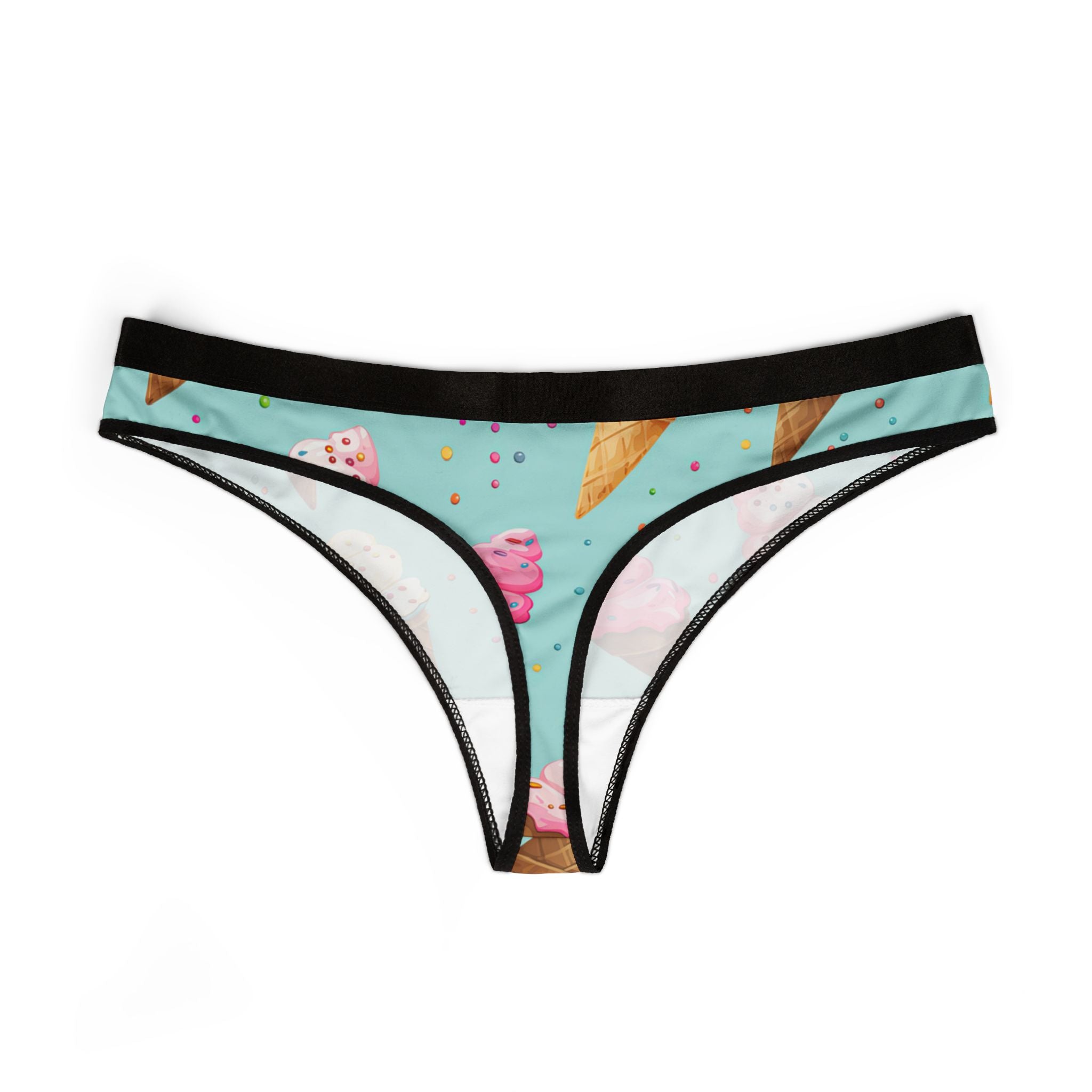 Women's thongs sprinkled ice cream