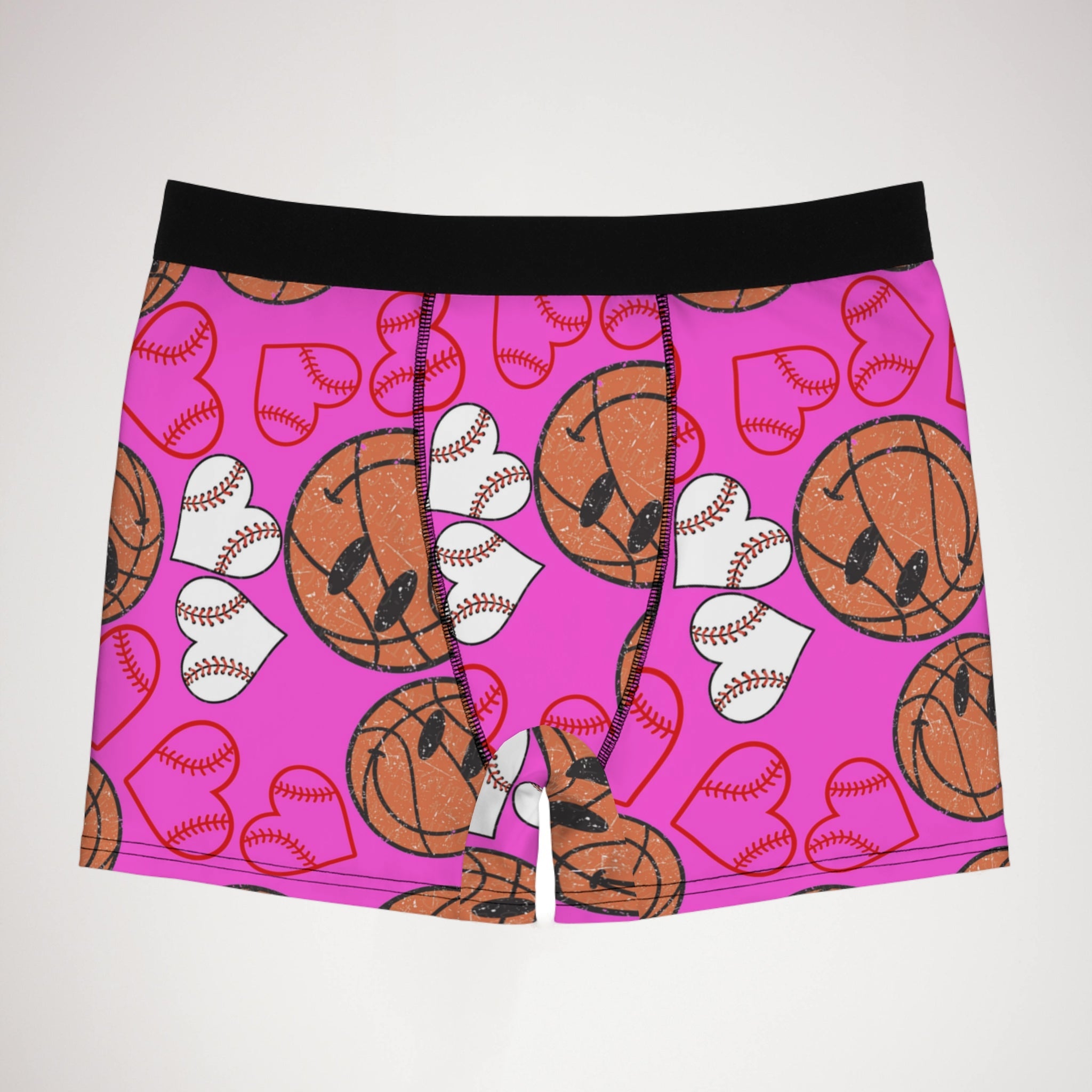 Men's boxer briefs BasketBall hearts valentine pink