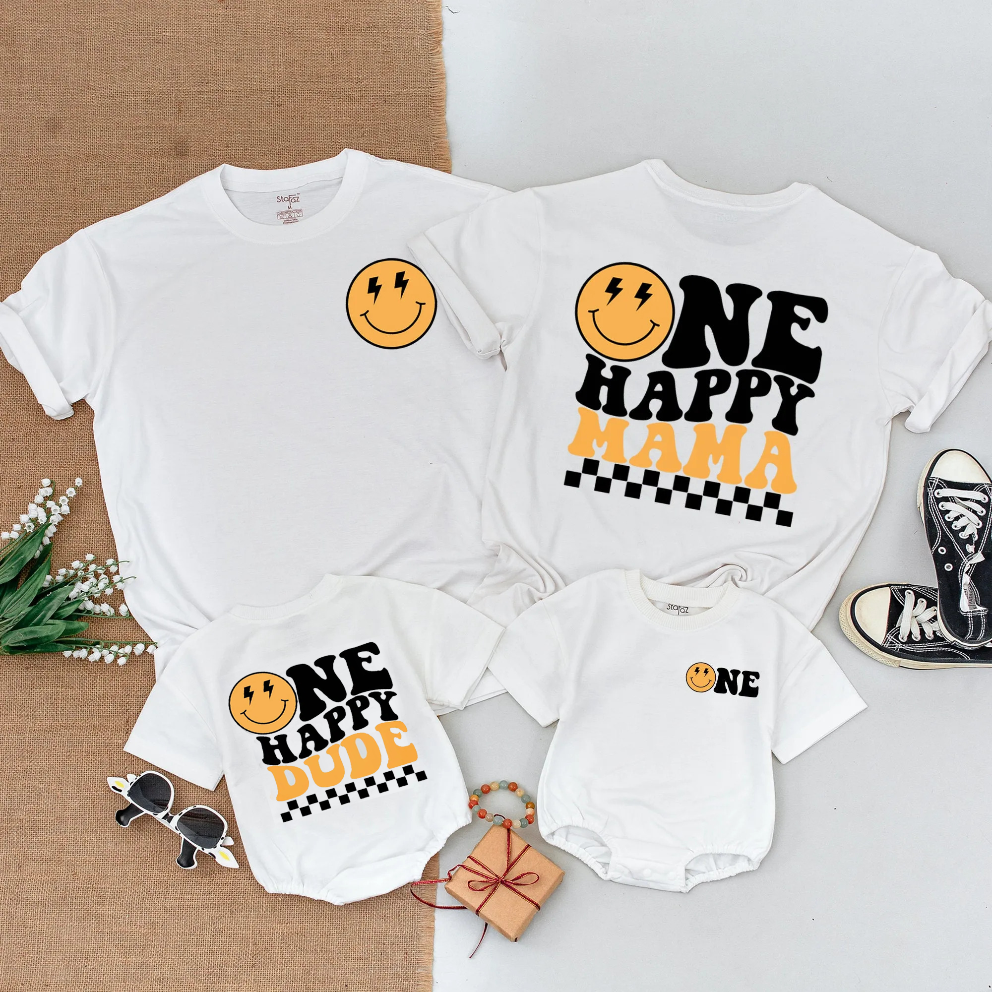 One Happy Dude Baby Romper Matching T-Shirt: Custom 1st Birthday Outfit!