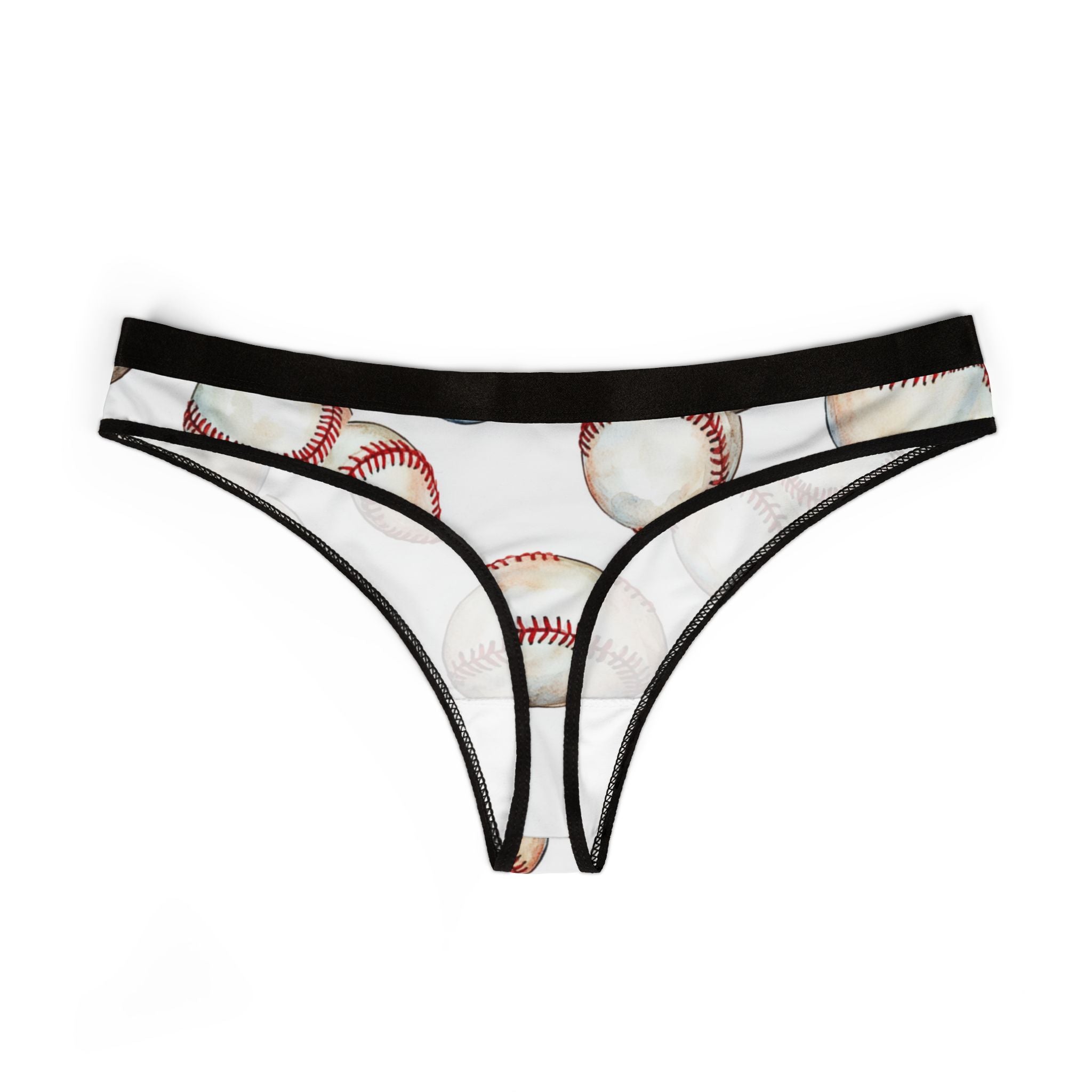 Women's thongs watercolor baseball one