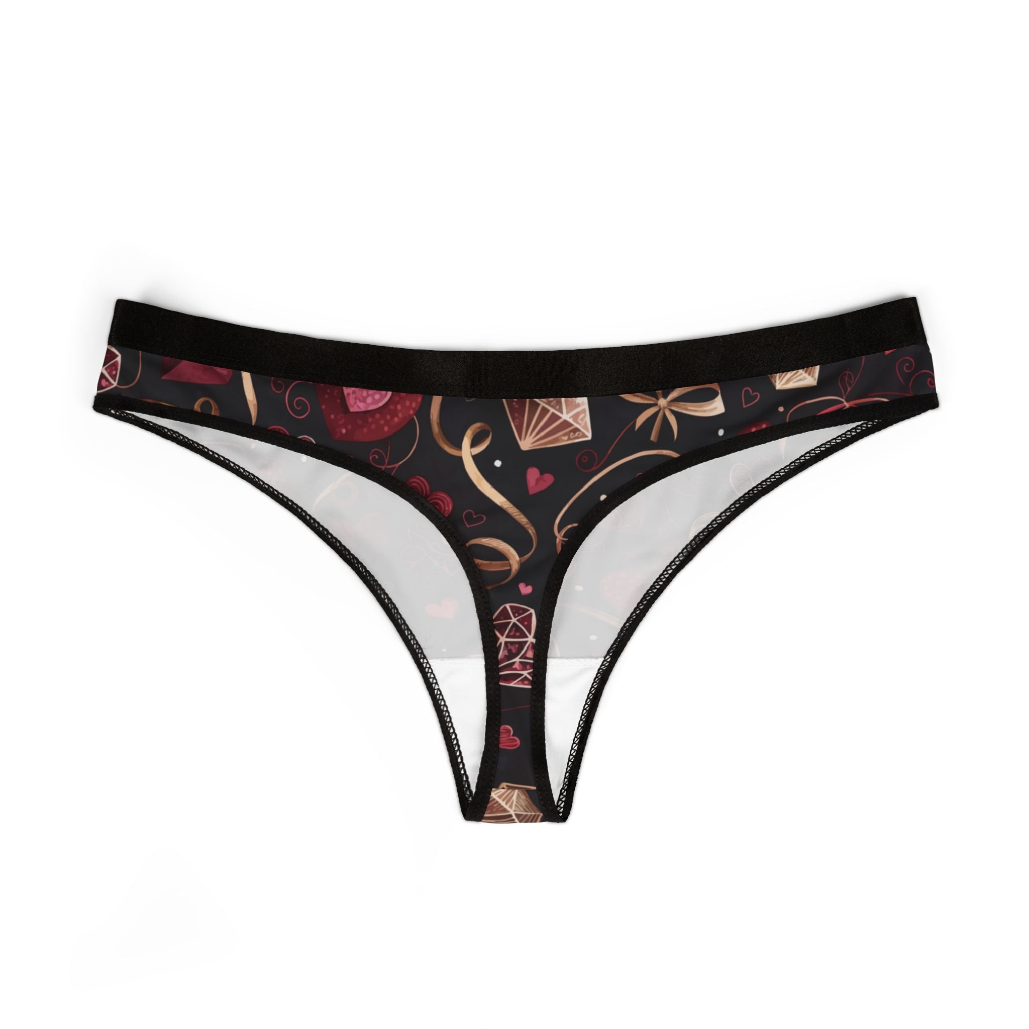 Women's thongs valentine heart retro three
