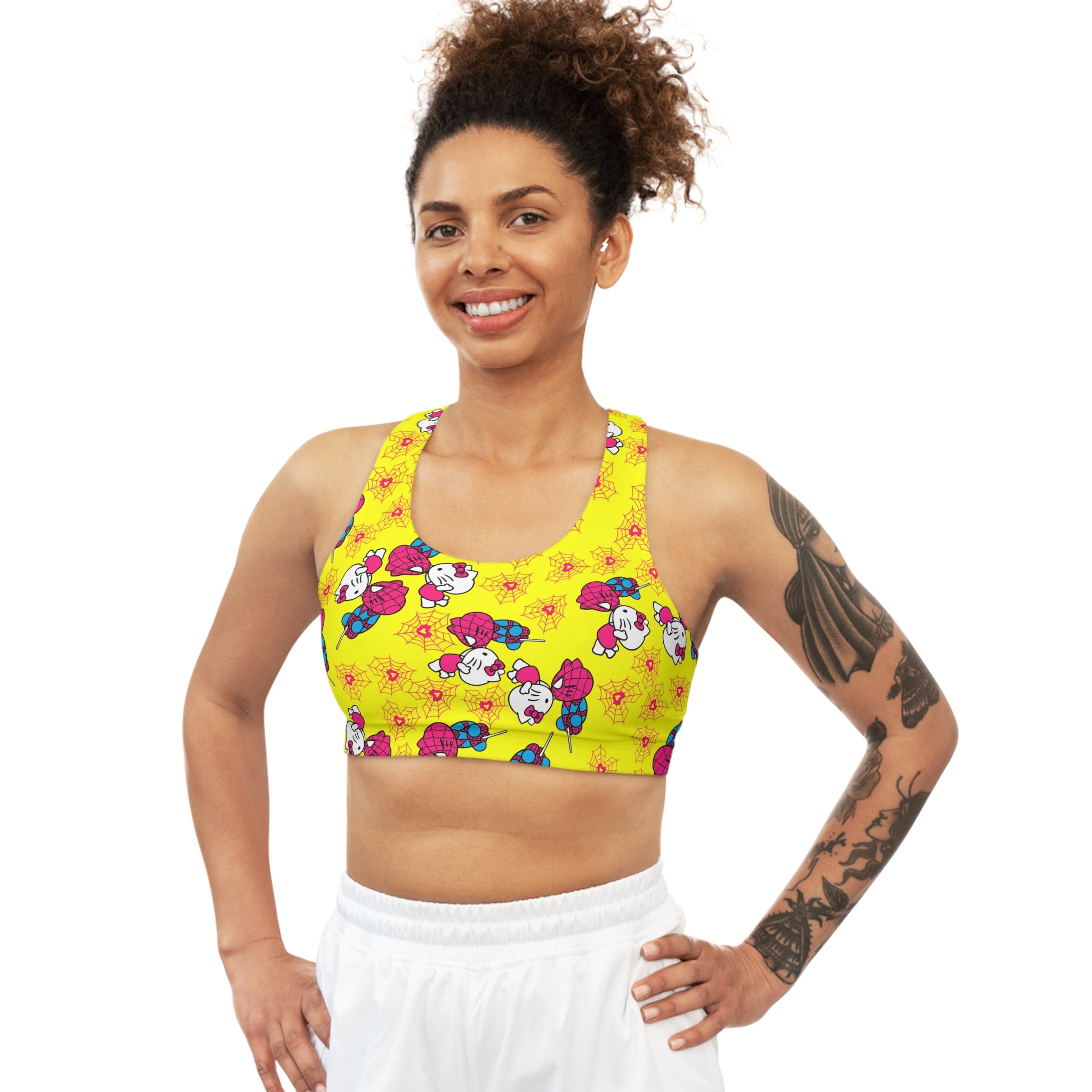 Sports bra spider kitty yellow