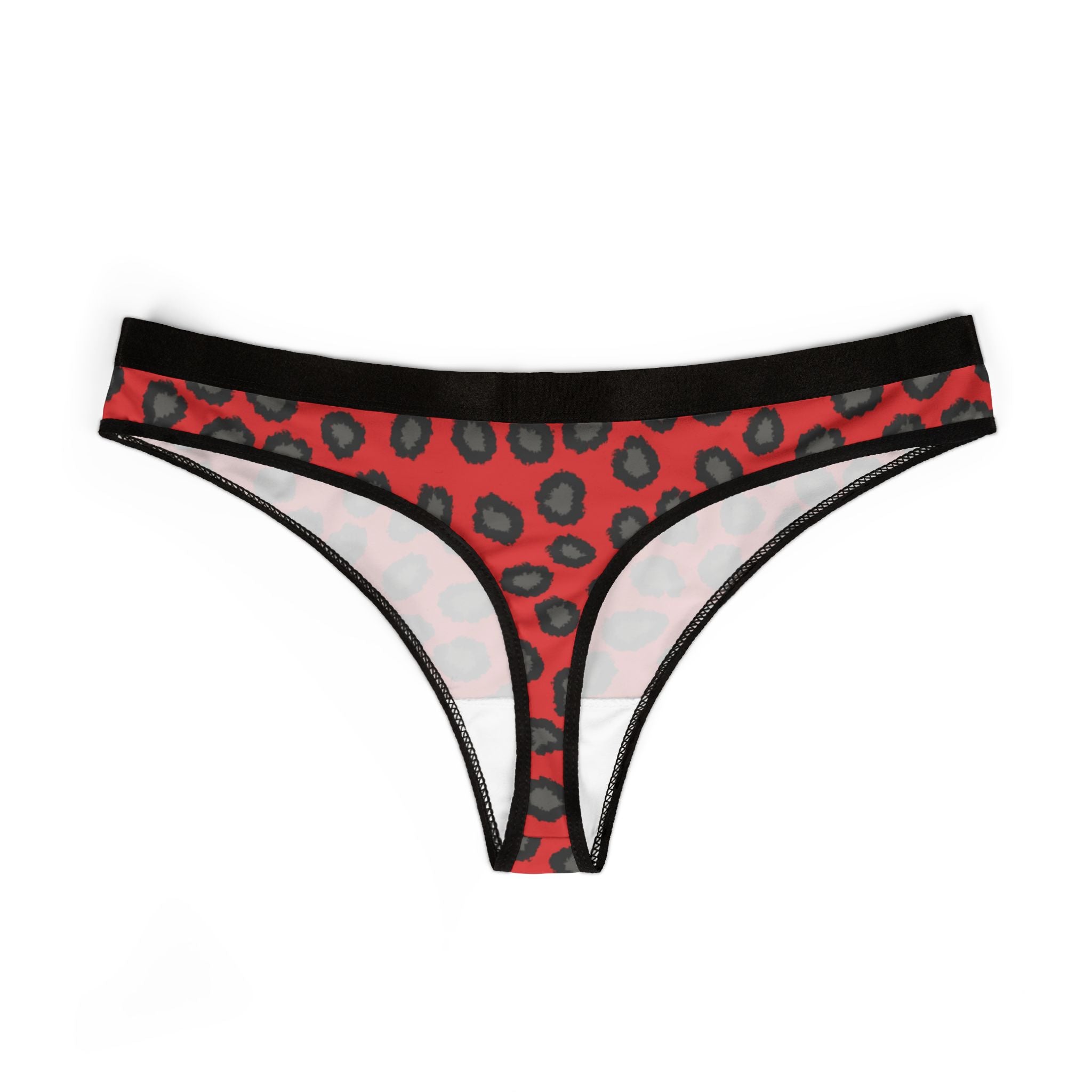 Women's thongs red leopard