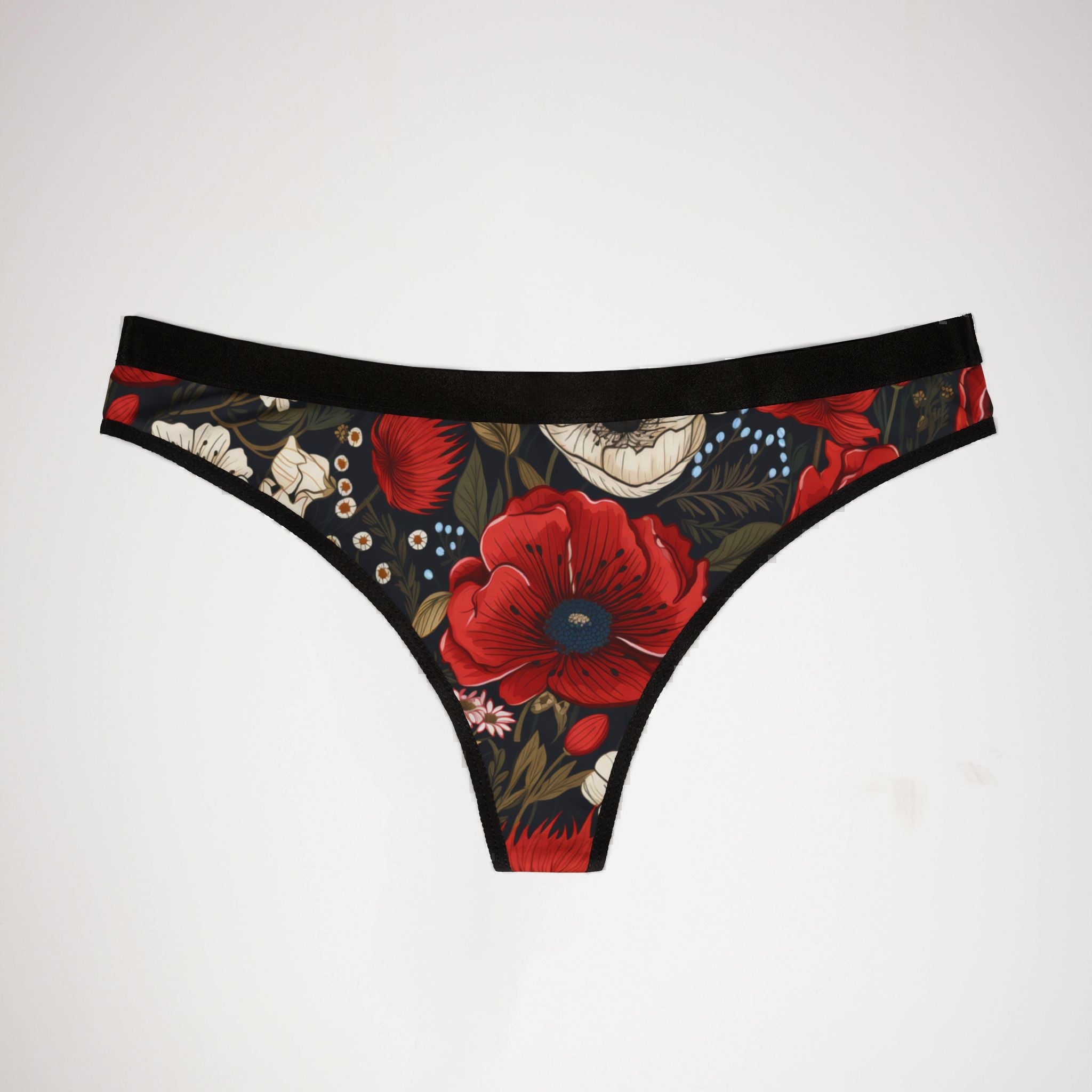 Women's thongs cute red flowers