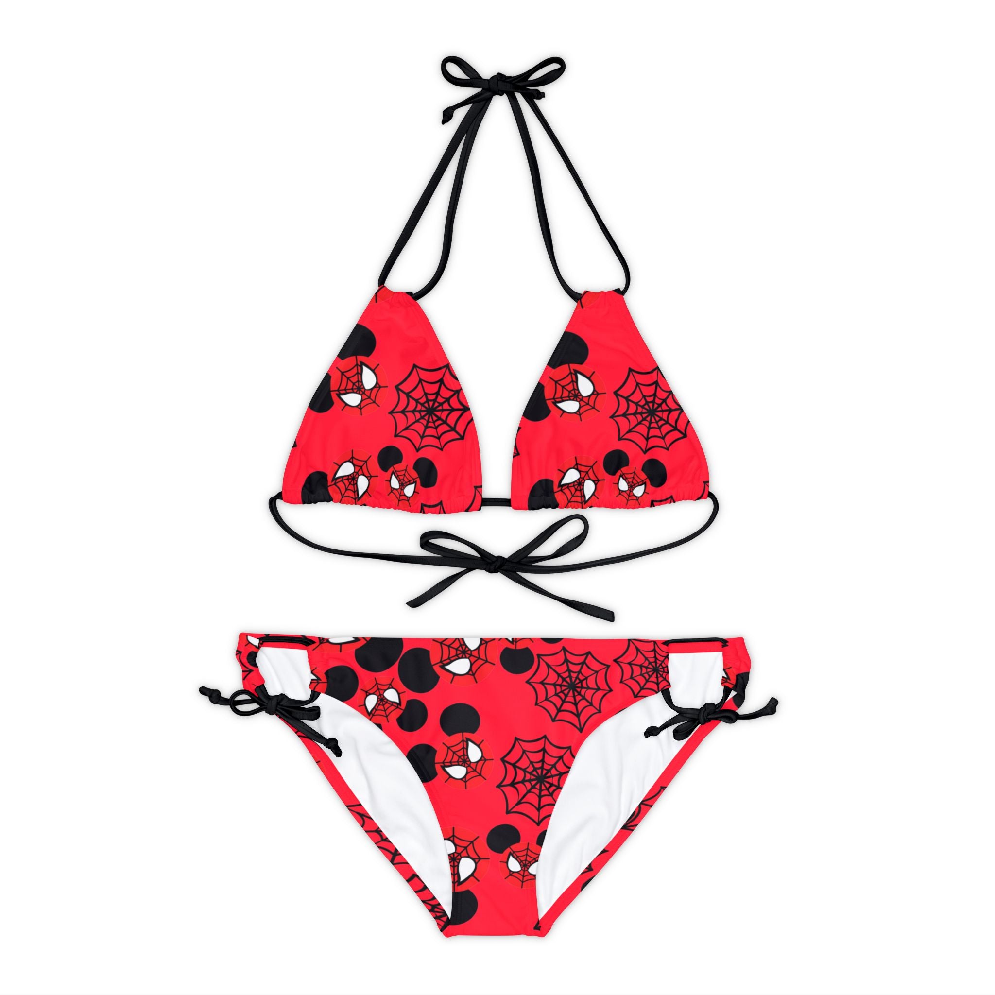 Strappy bikini set spider mickey web red