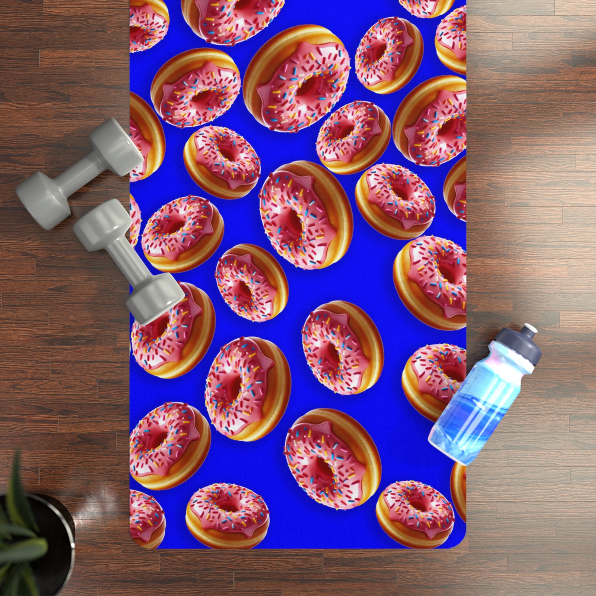 Rubber yoga mat donut blue