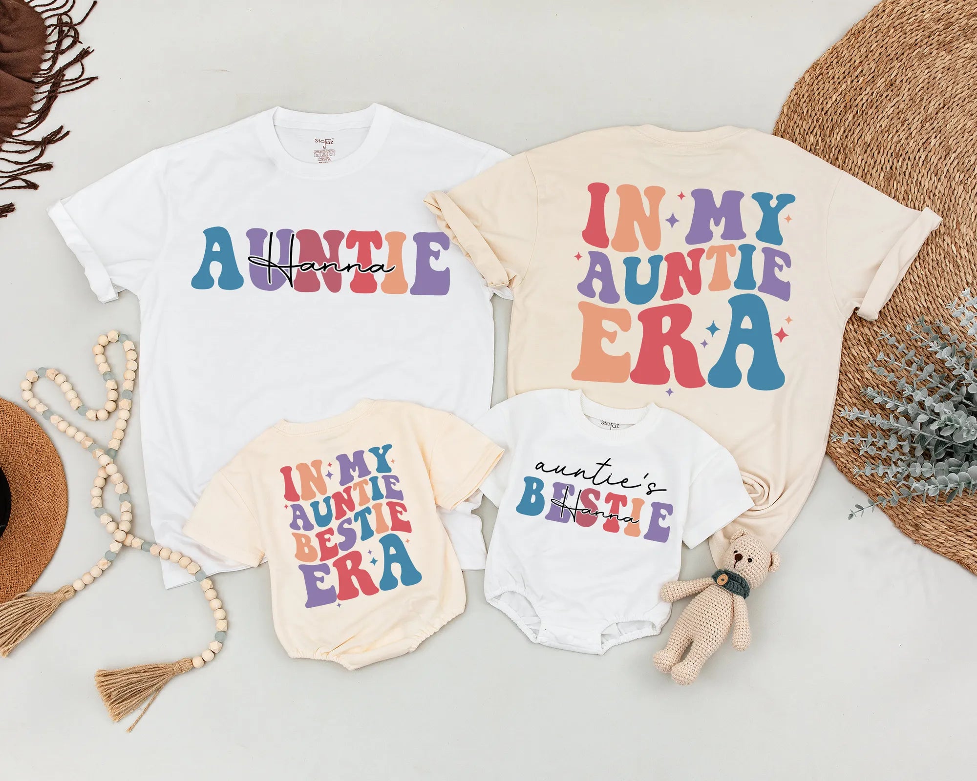Personalized Auntie and Auntie's Bestie Shirt: In My Auntie Era Romper Outfit