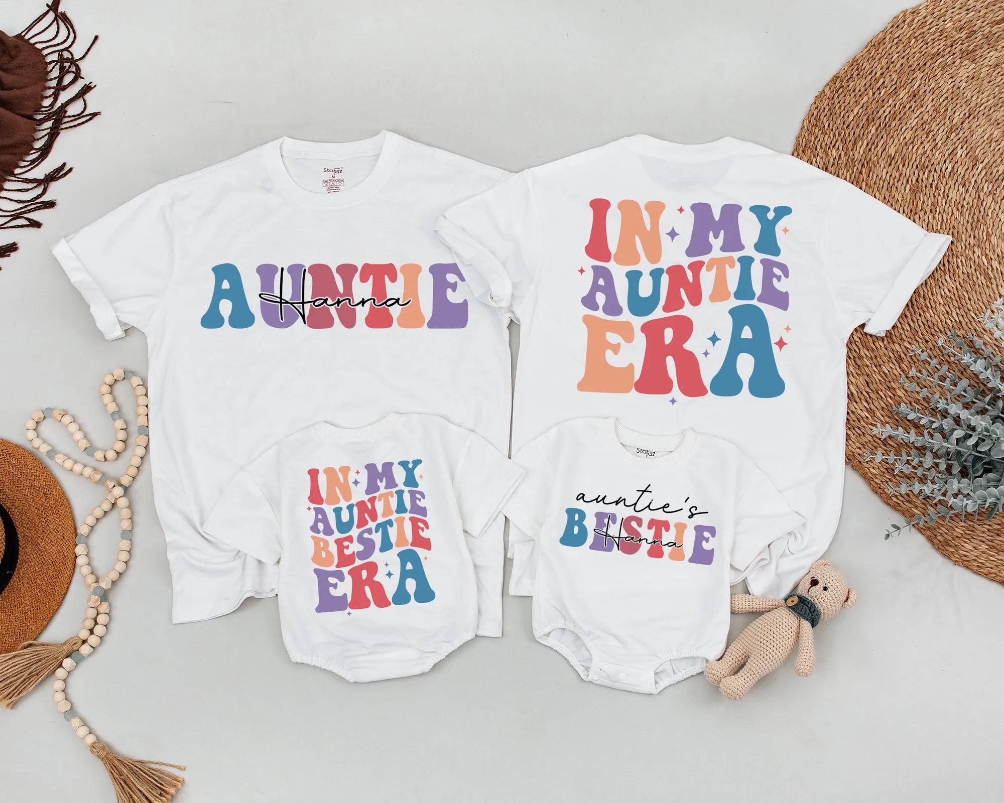 Personalized Auntie and Auntie's Bestie Shirt: In My Auntie Era Romper Outfit