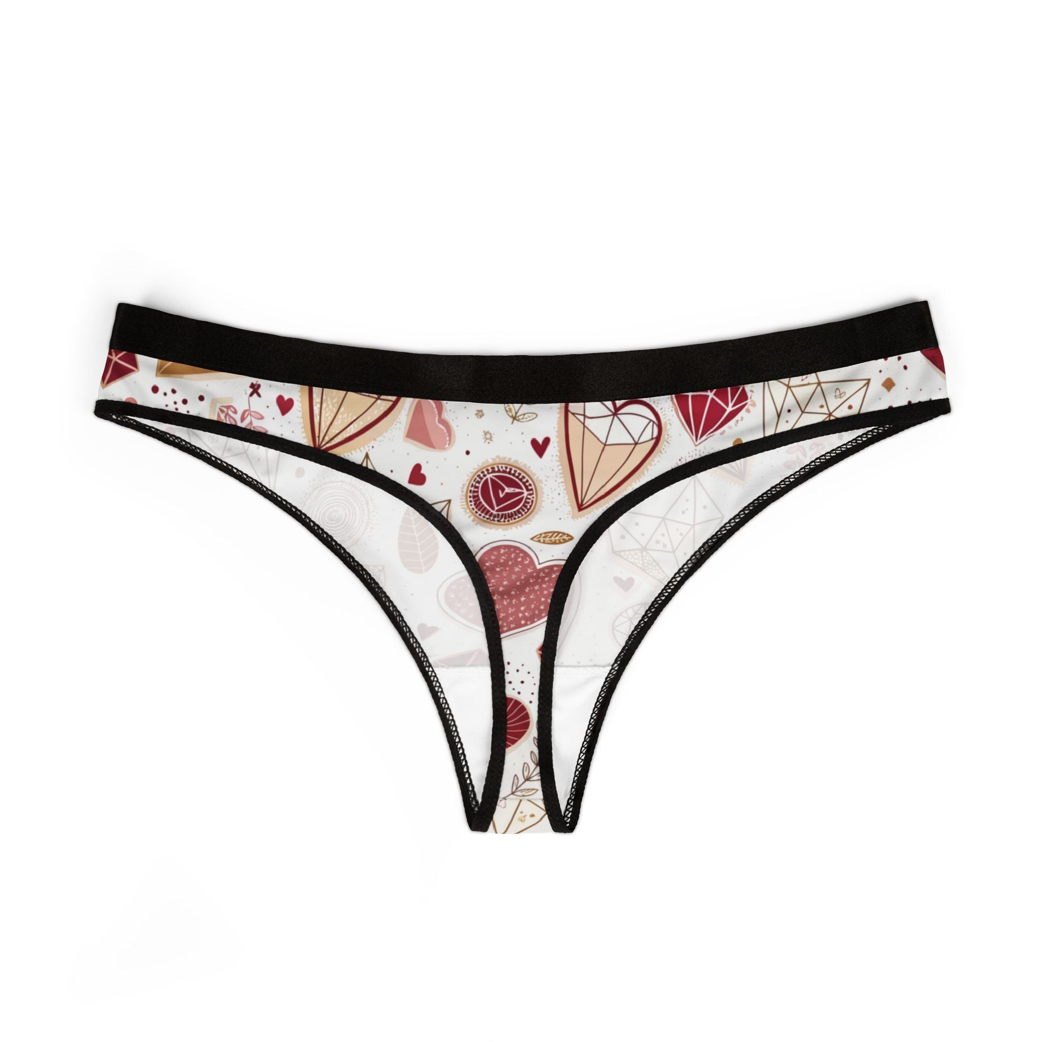 Women's thongs valentine heart retro one