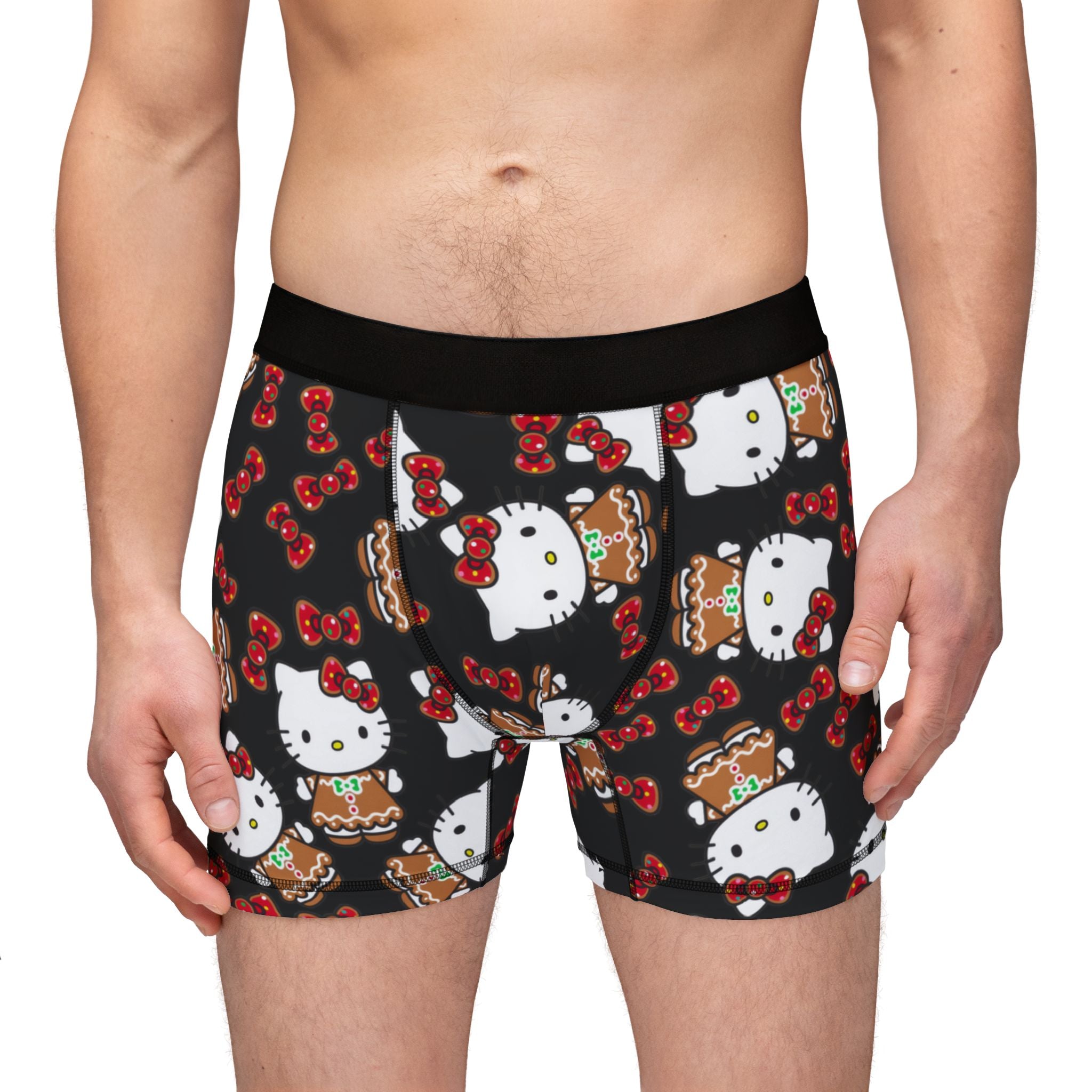 Men's boxers kitty cookies noel Christmas black