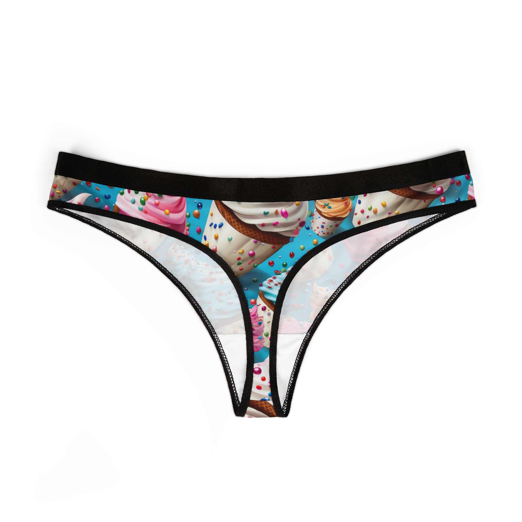 Women's thongs sprinkled ice cream