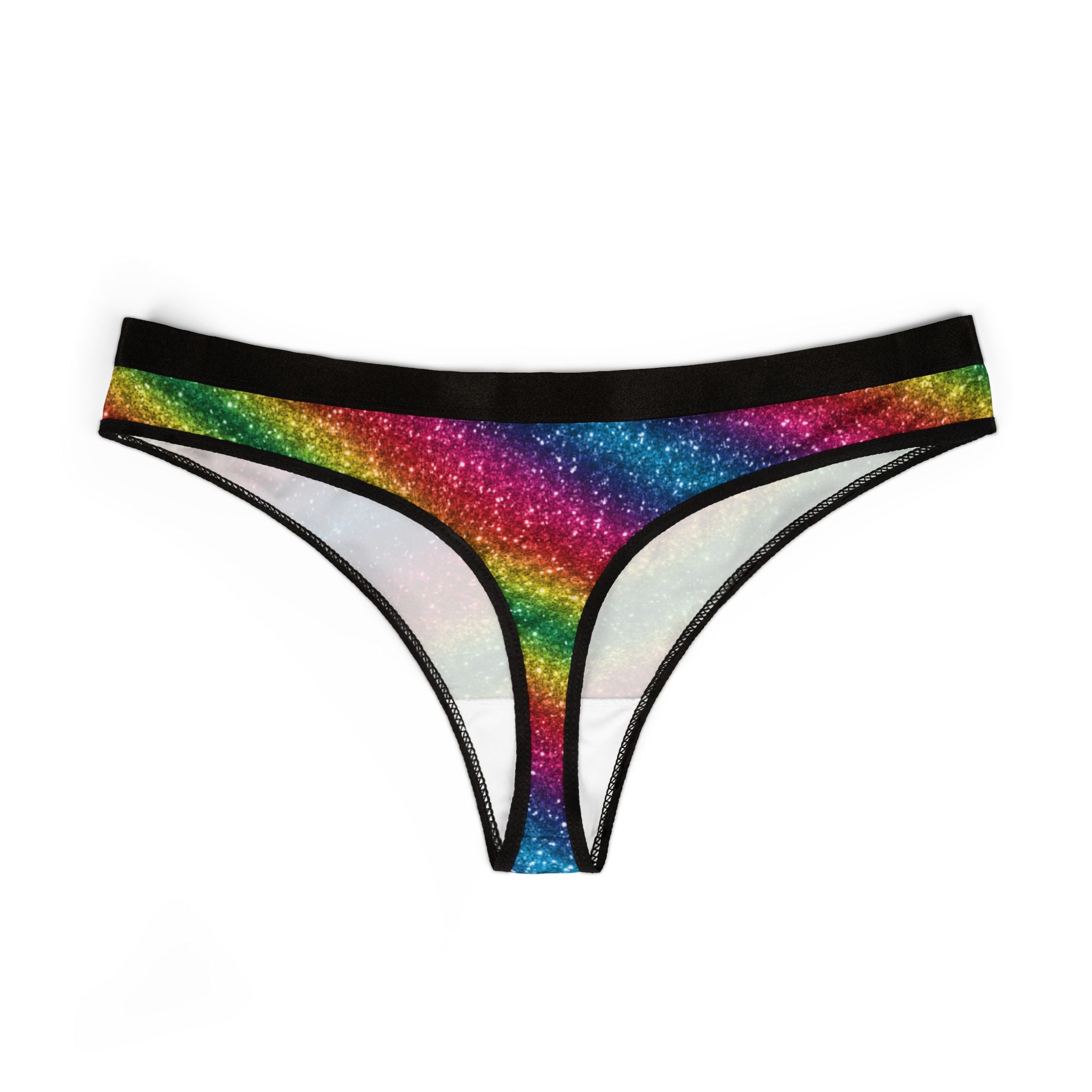 Women's thongs rainbow glitter