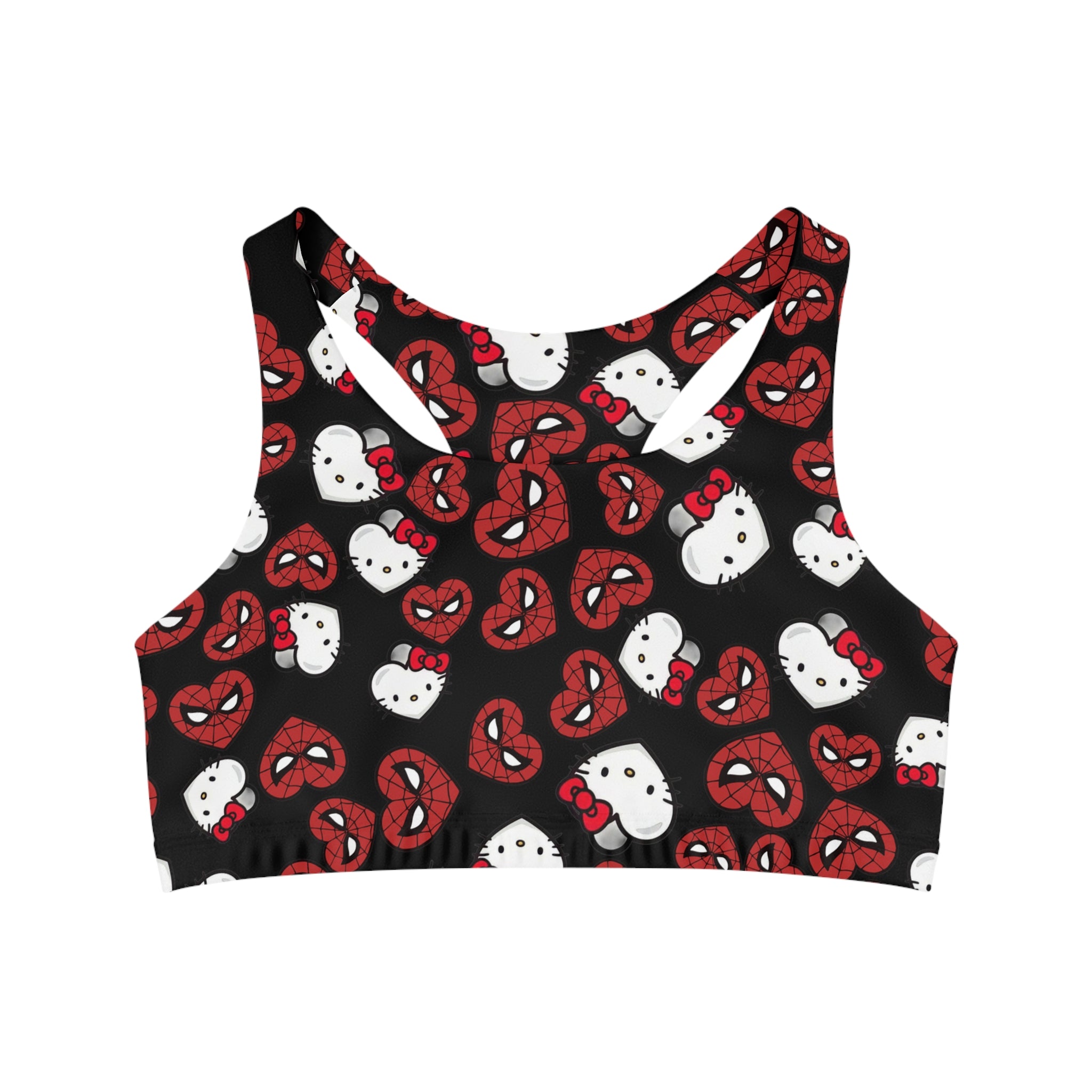 Sports bra spider kitty double hearts black