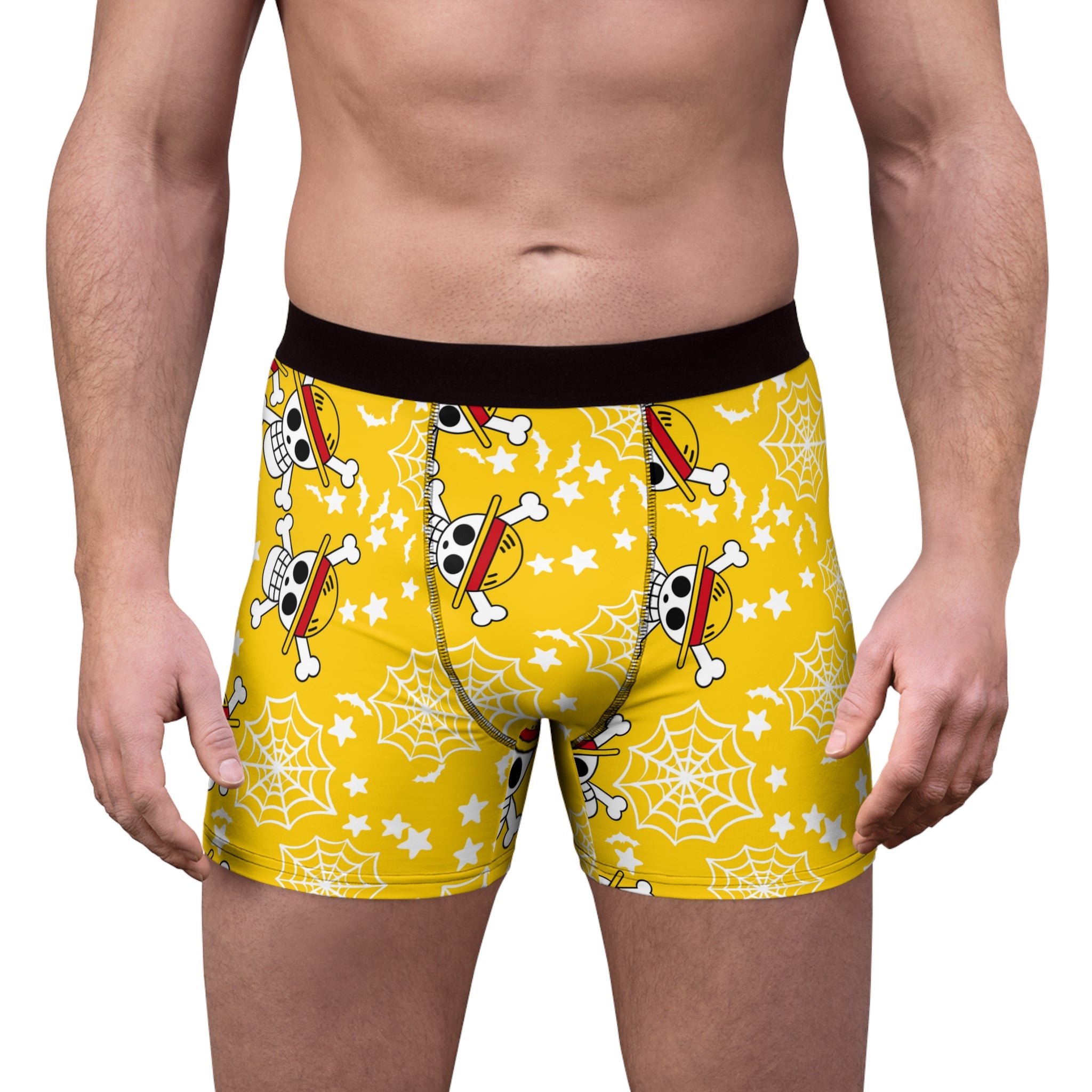 Men's boxer briefs skull anime bats pumpkin halloween yellow