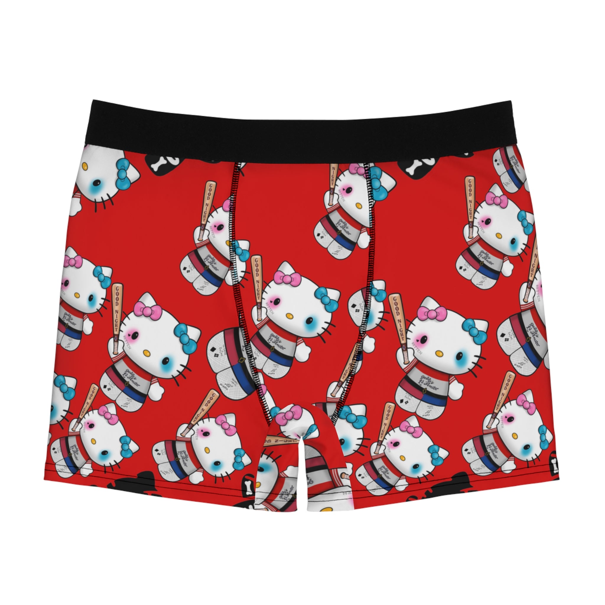 Men's boxer briefs kitty monster Halloween bone red