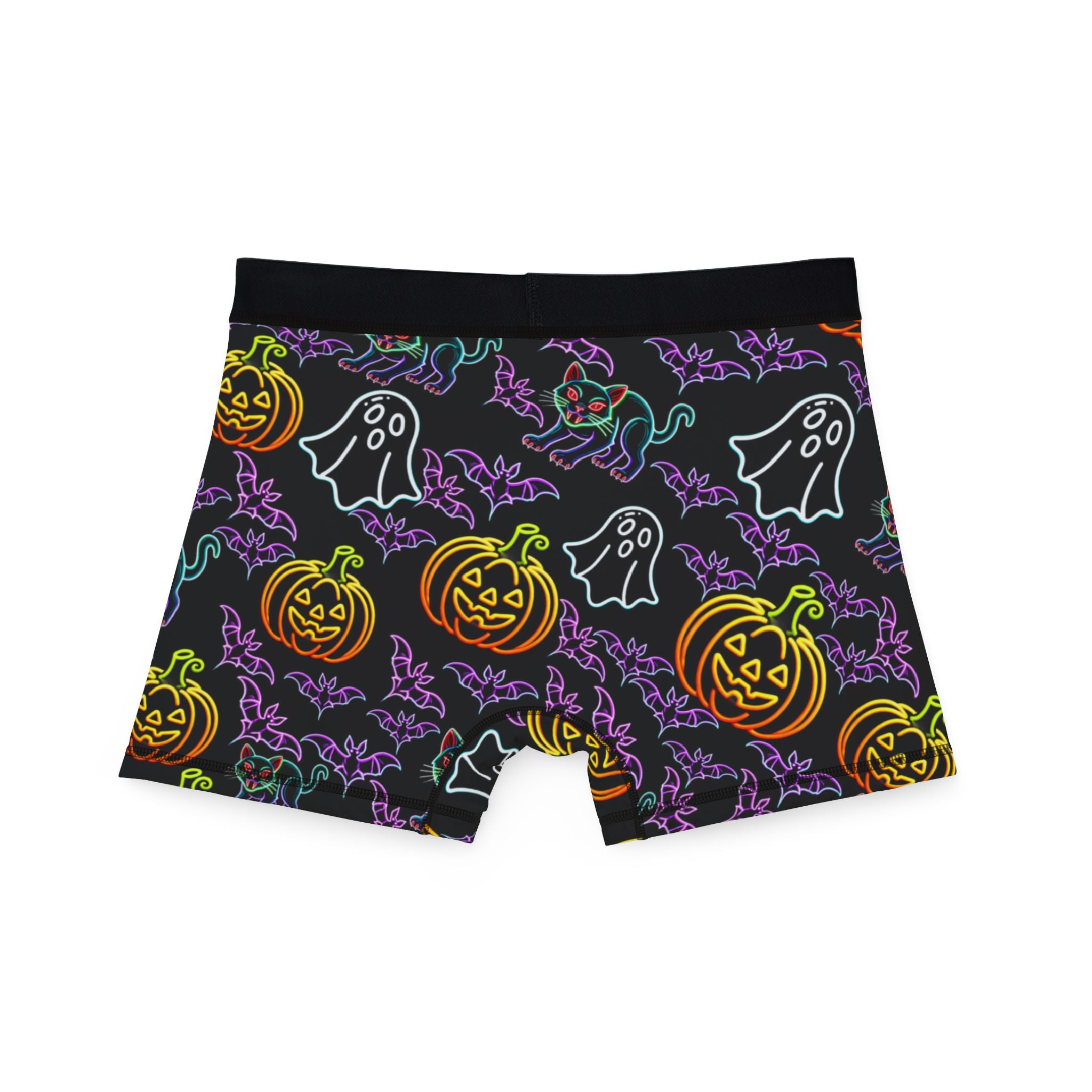 Men's boxers neon Halloween pumpkin bat ghost cat vampire black