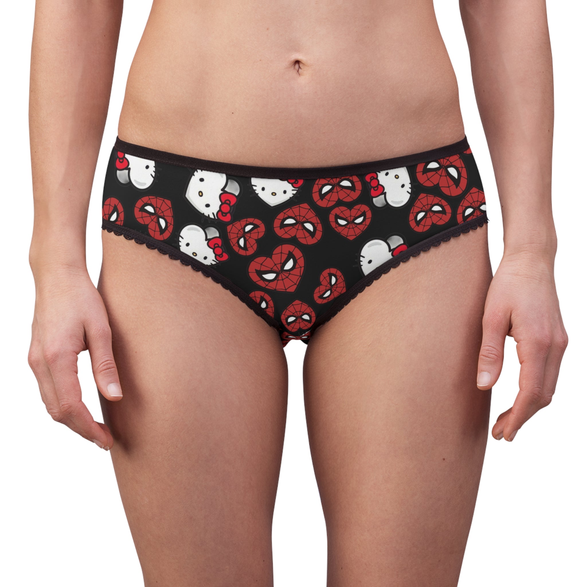 Women's briefs spider kitty double hearts black