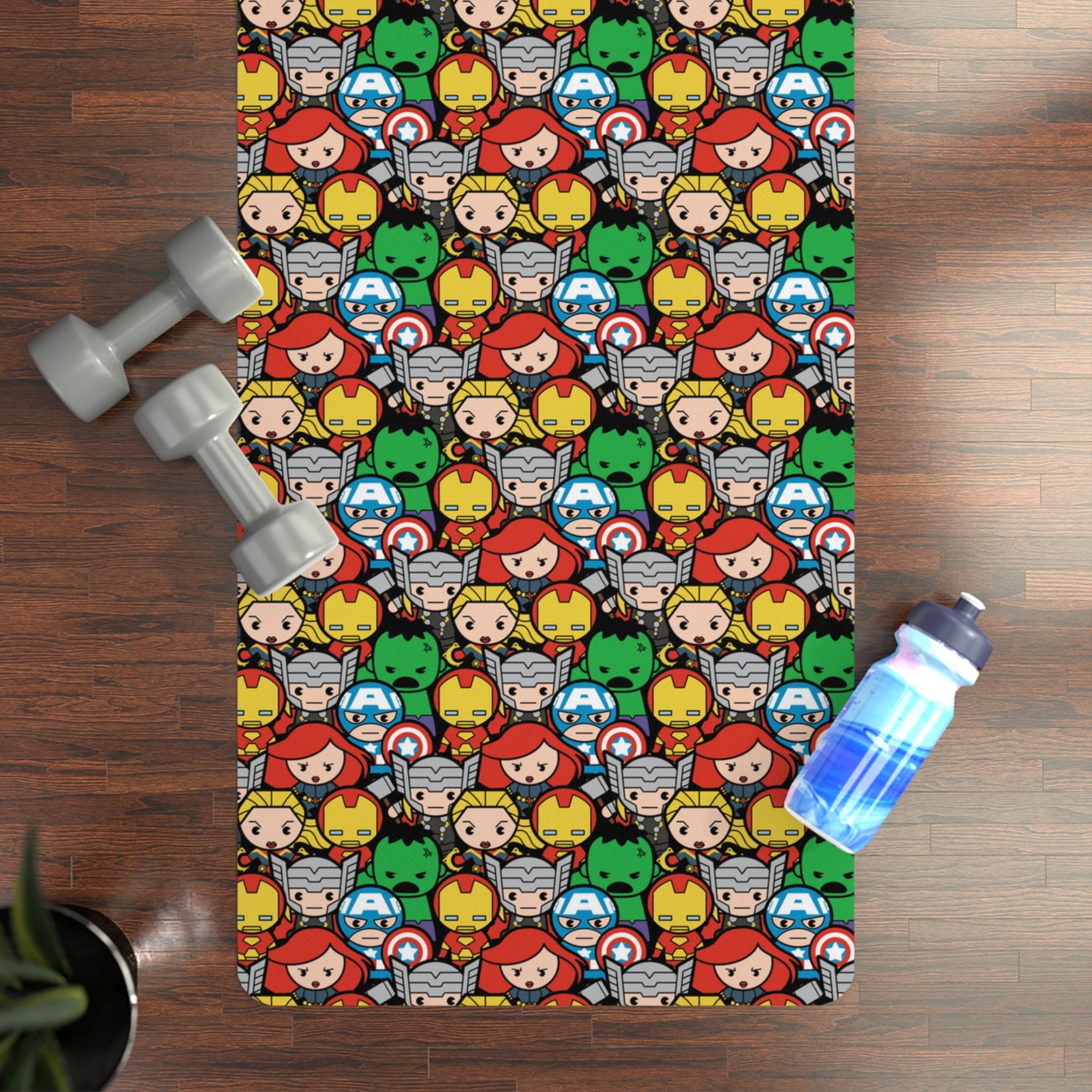 Rubber yoga mat marvel avengers black