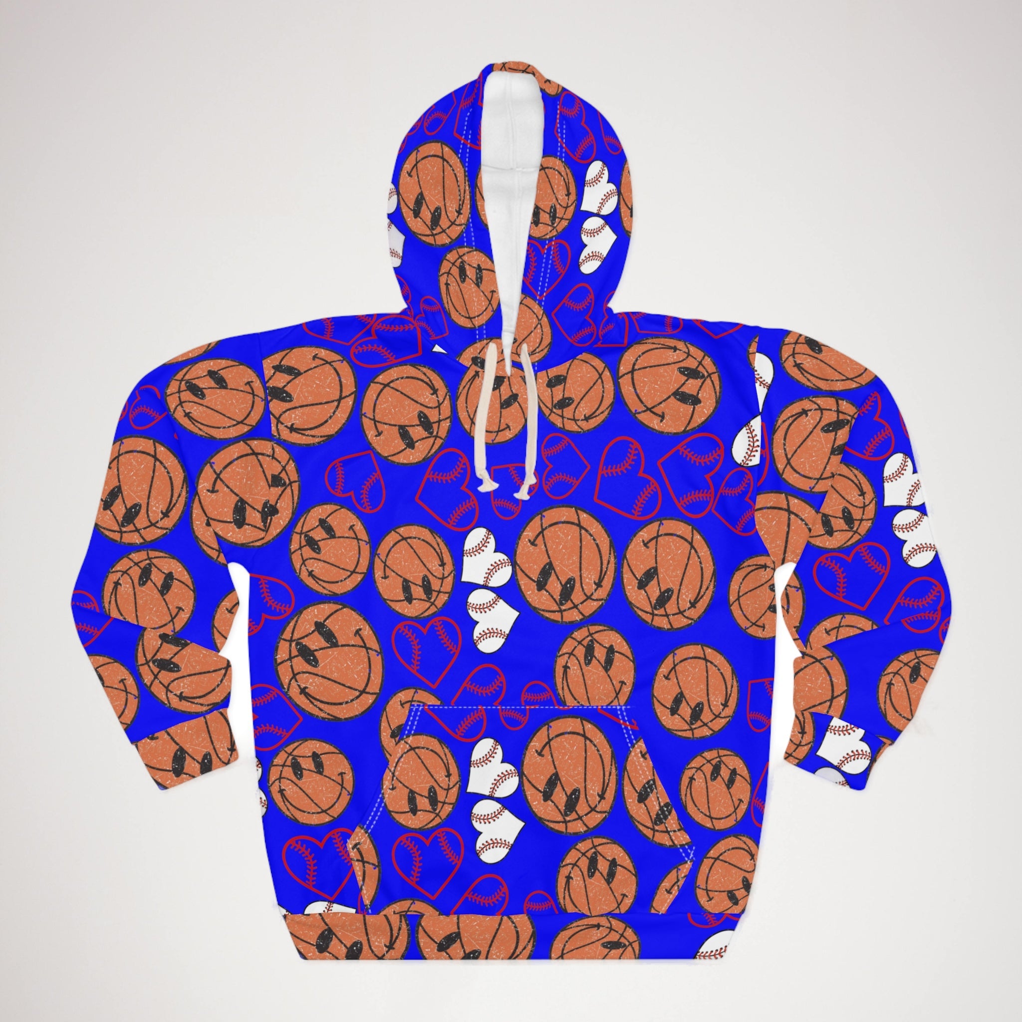 Unisex pullover hoodie BasketBall hearts valentine blue