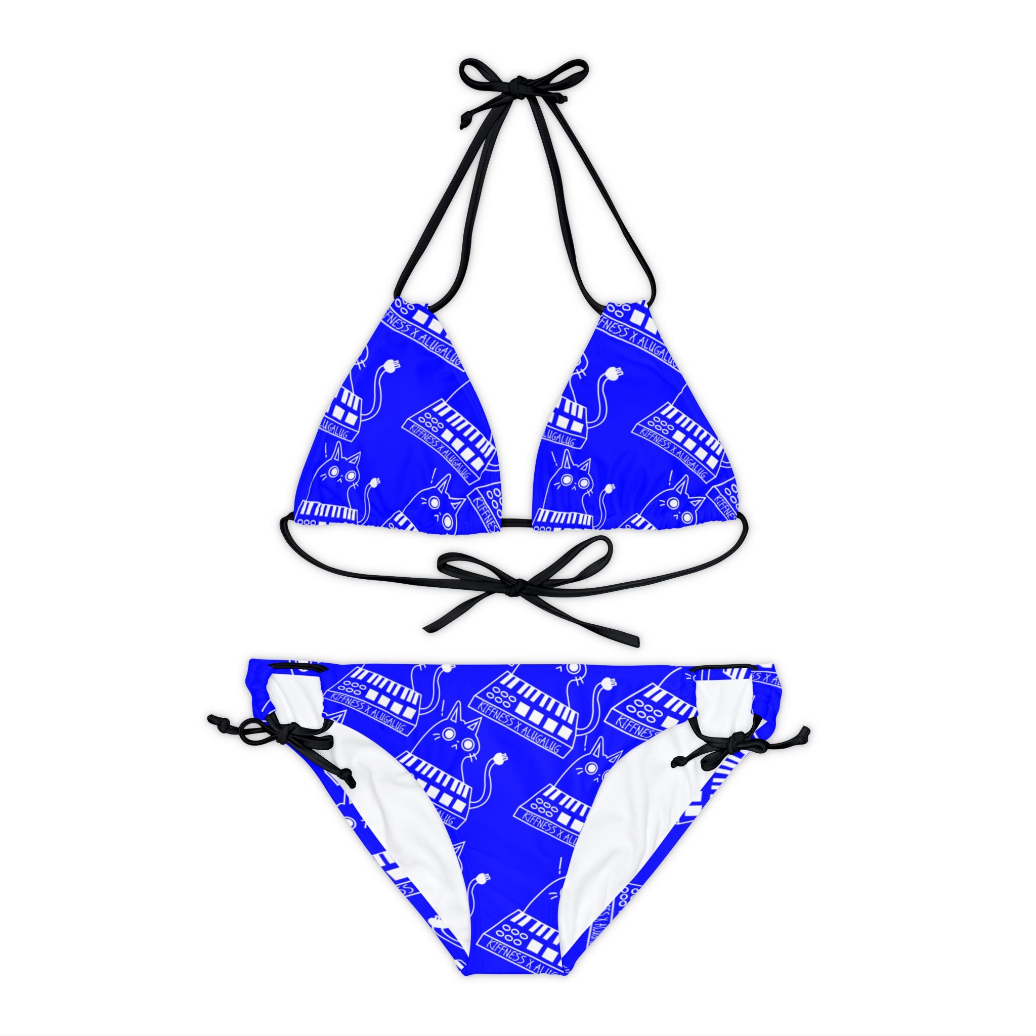 Strappy bikini set eating the cats meow meow the kiffness blue