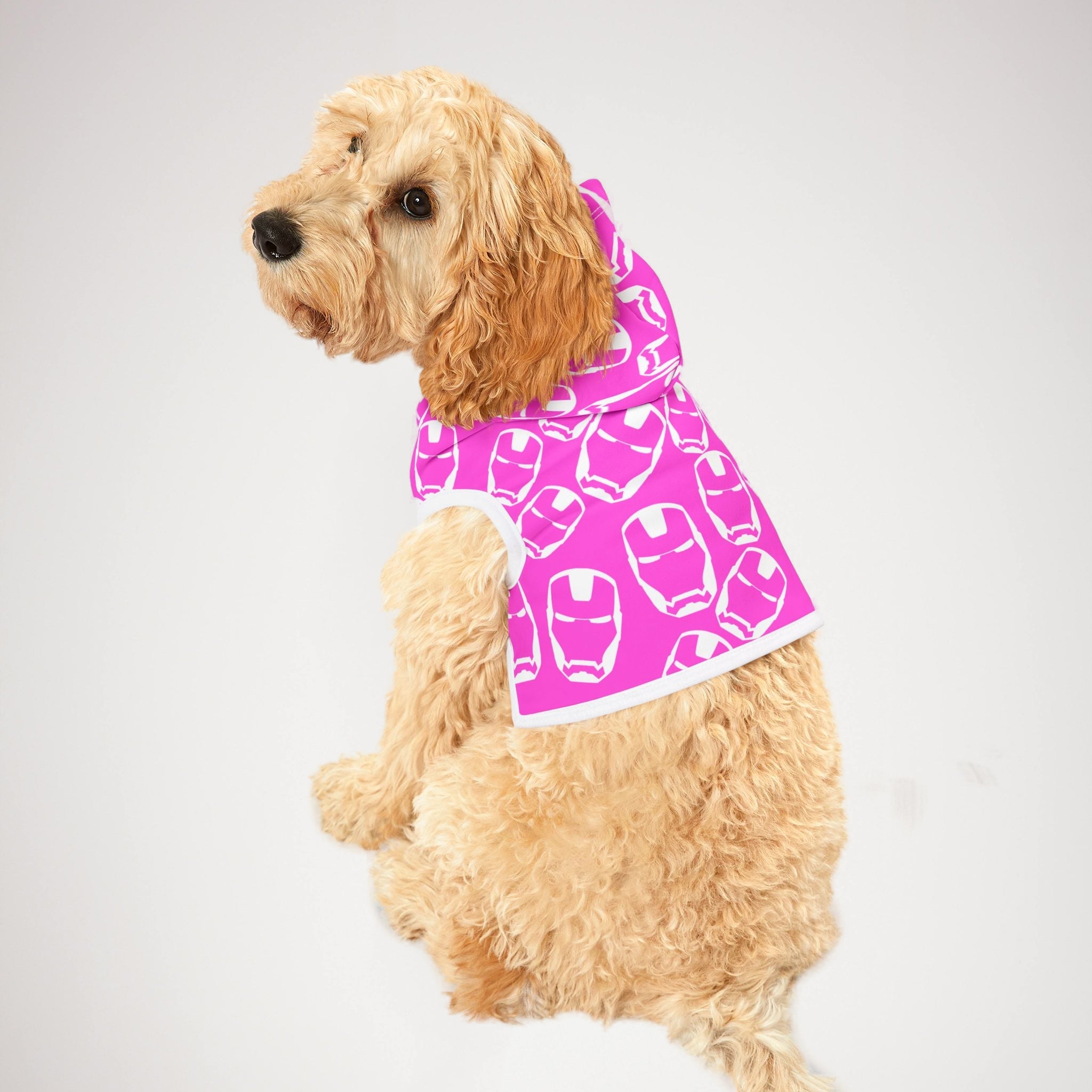 Pet hoodie iron man pink